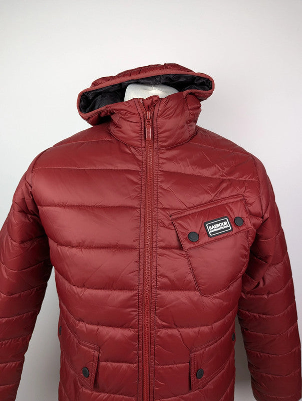 Barbour International Boys Ouston Hooded Quilted Jacket - Red