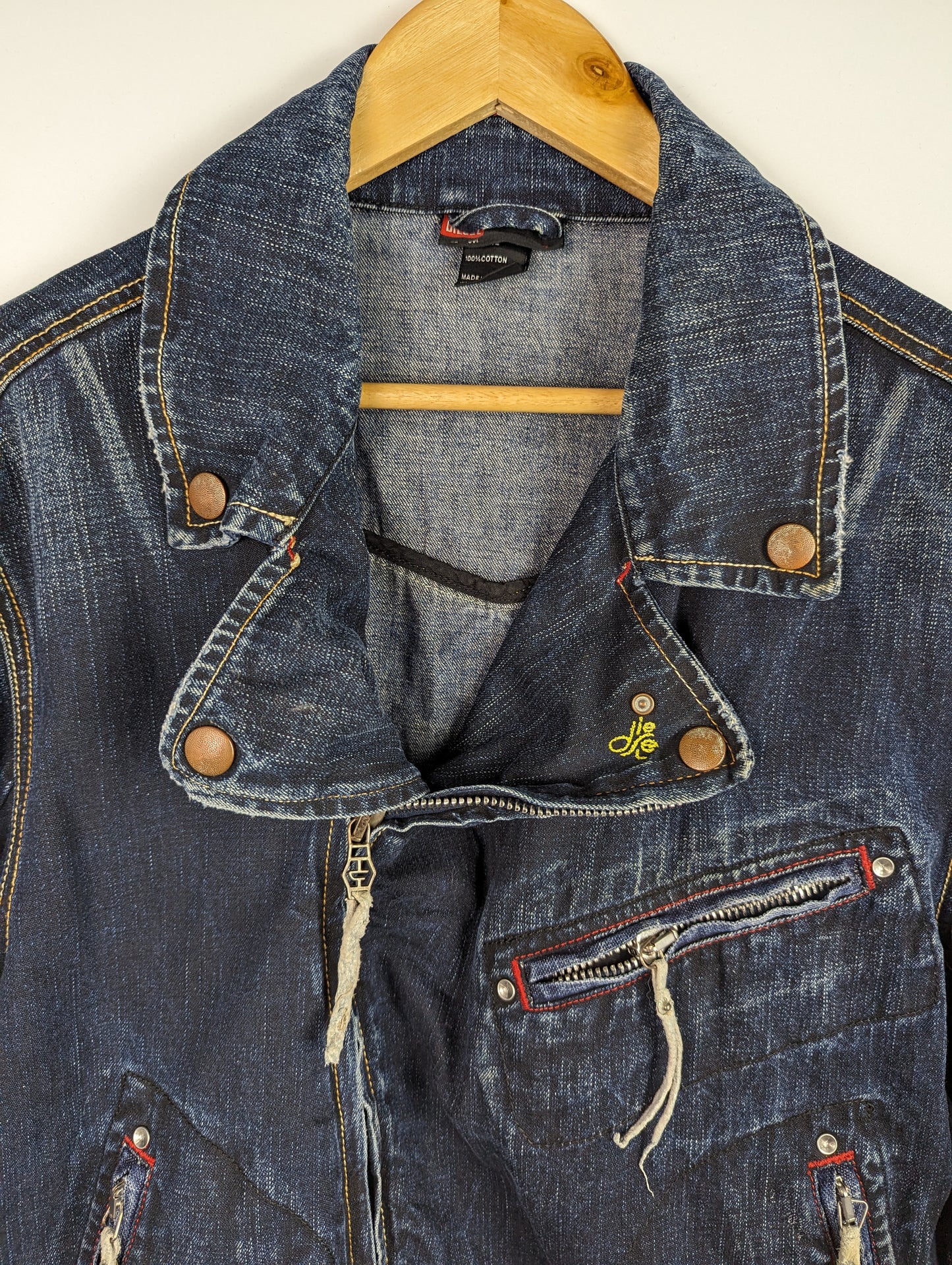 DIESEL mens doube Denim Biker Jacket - Blue