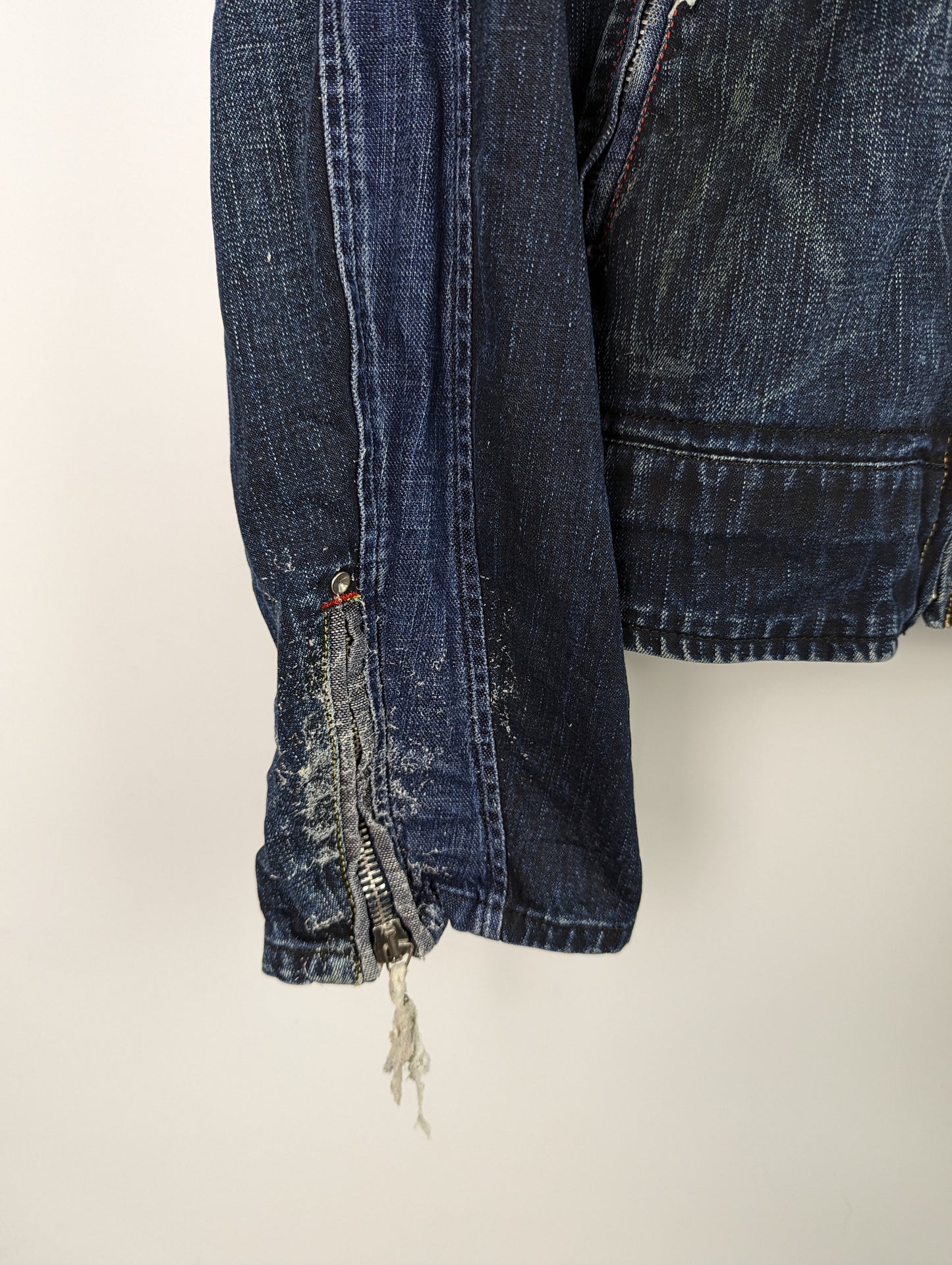 DIESEL mens doube Denim Biker Jacket - Blue