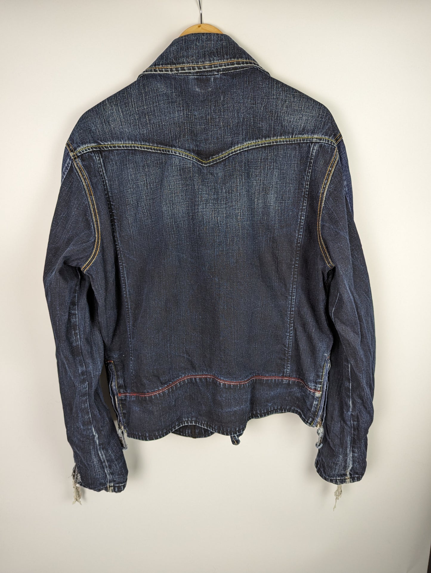 DIESEL mens doube Denim Biker Jacket - Blue