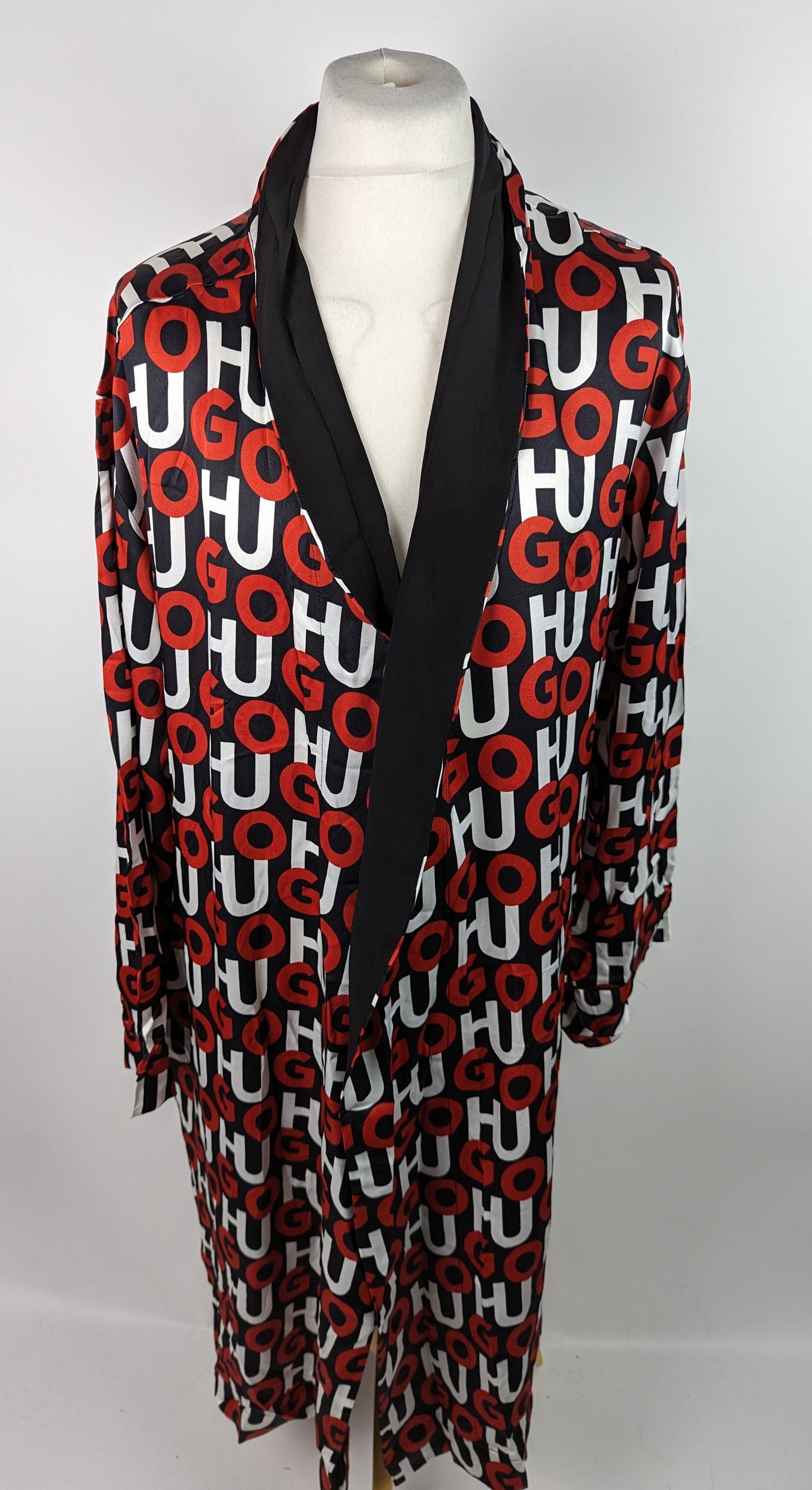 HUGO Men's Monogram Robe - Black Multi