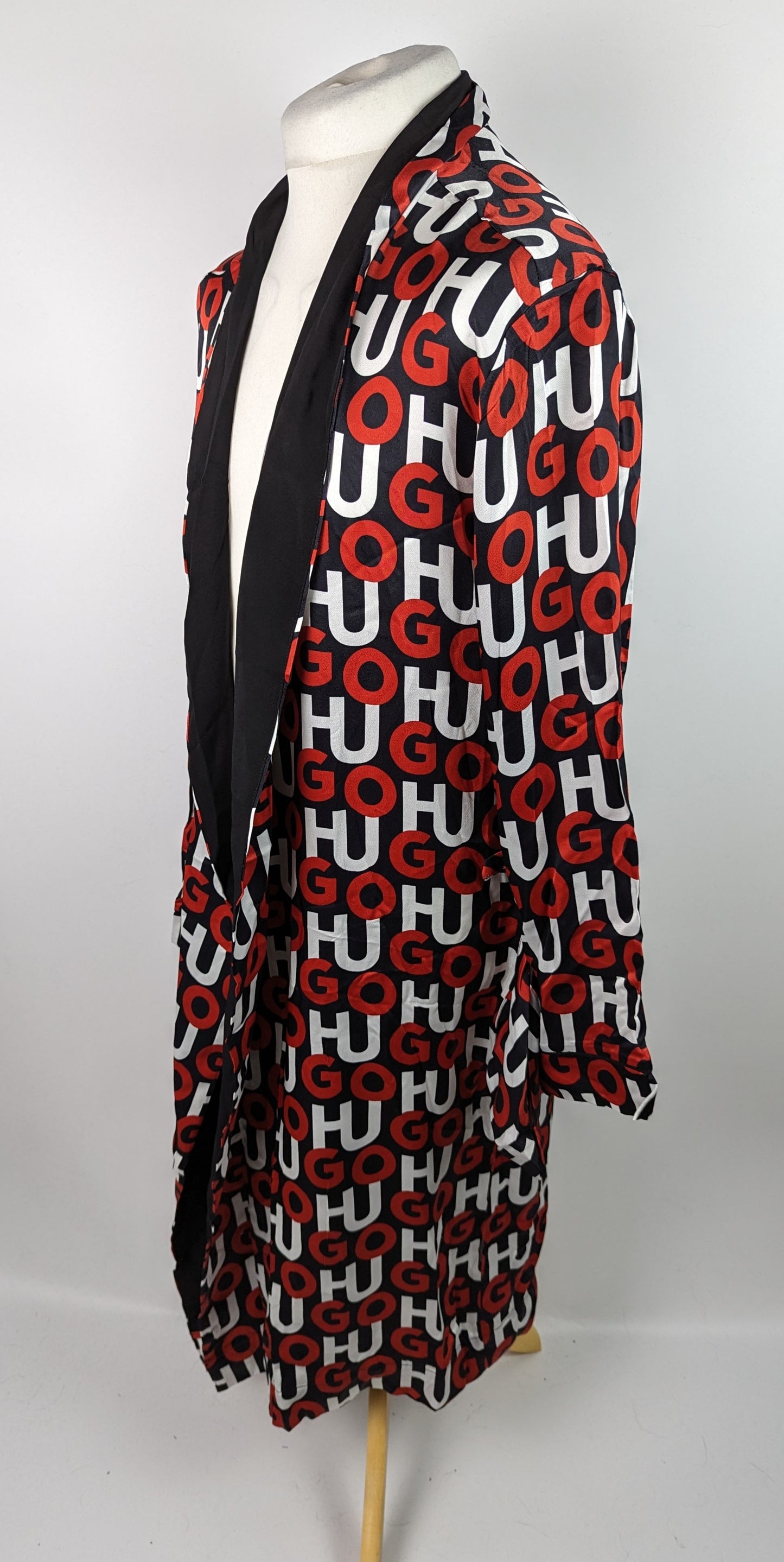 HUGO Men's Monogram Robe - Black Multi