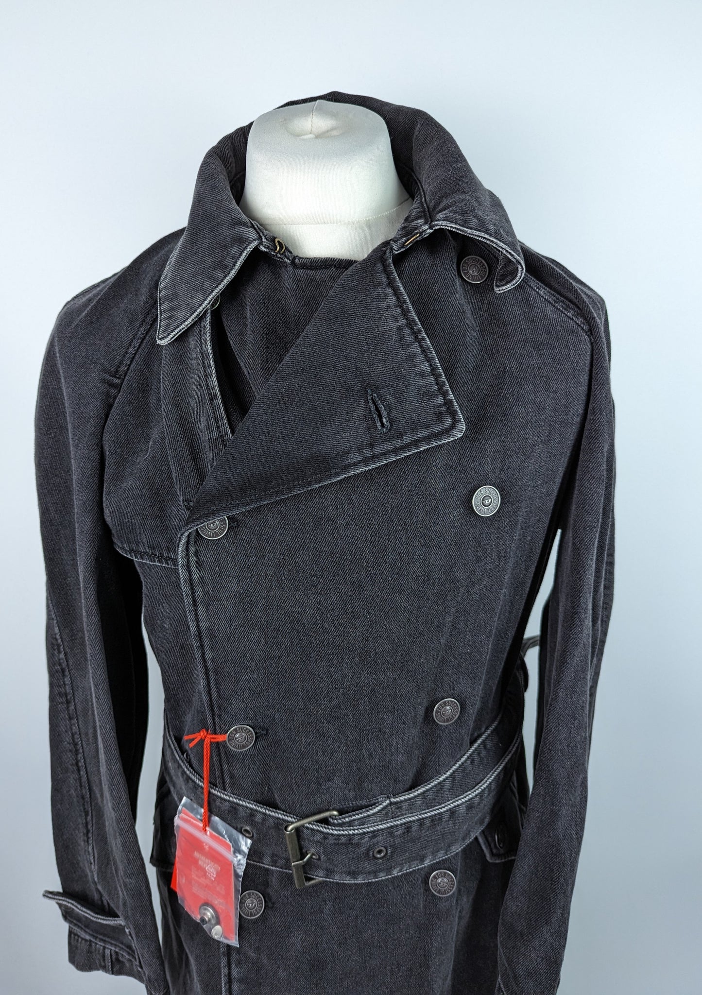 DIESEL D-Delirious Double Breasted Trench Coat - Black
