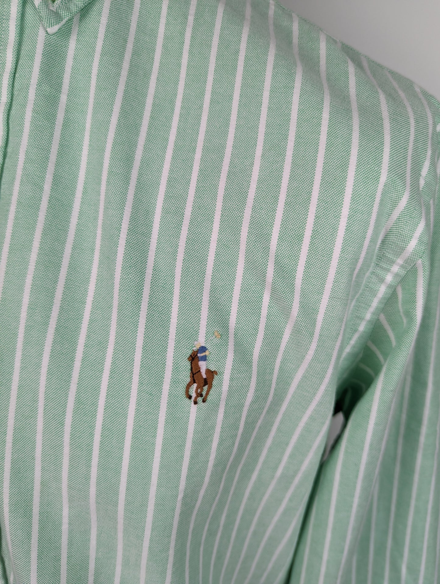 POLO RALPH LAUREN Men's Slim Fit Striped Oxford Shirt - Green