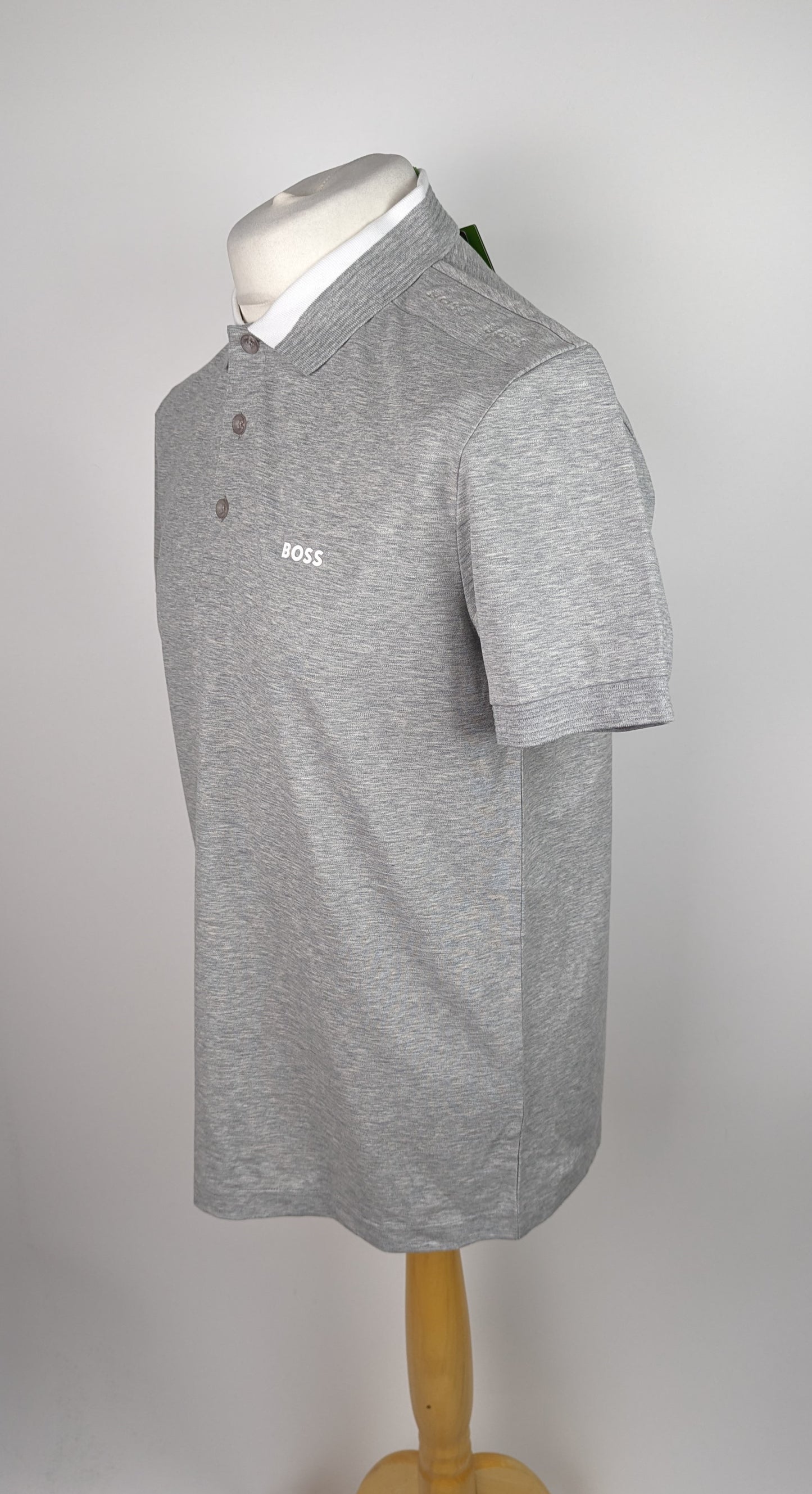 BOSS Paule Insert Logo Polo Shirt - Grey