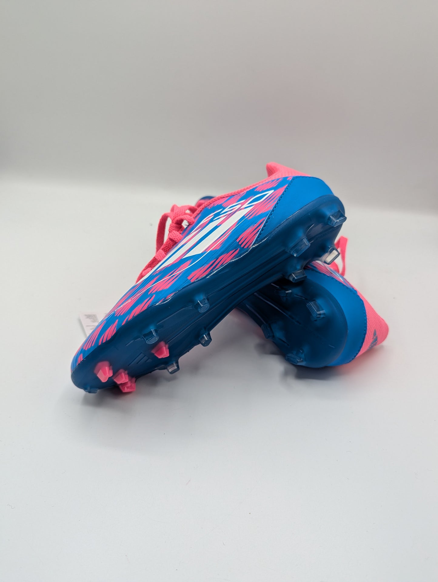 Adidas F50 League Junior Firm Ground Football Boots - Pink / Blue