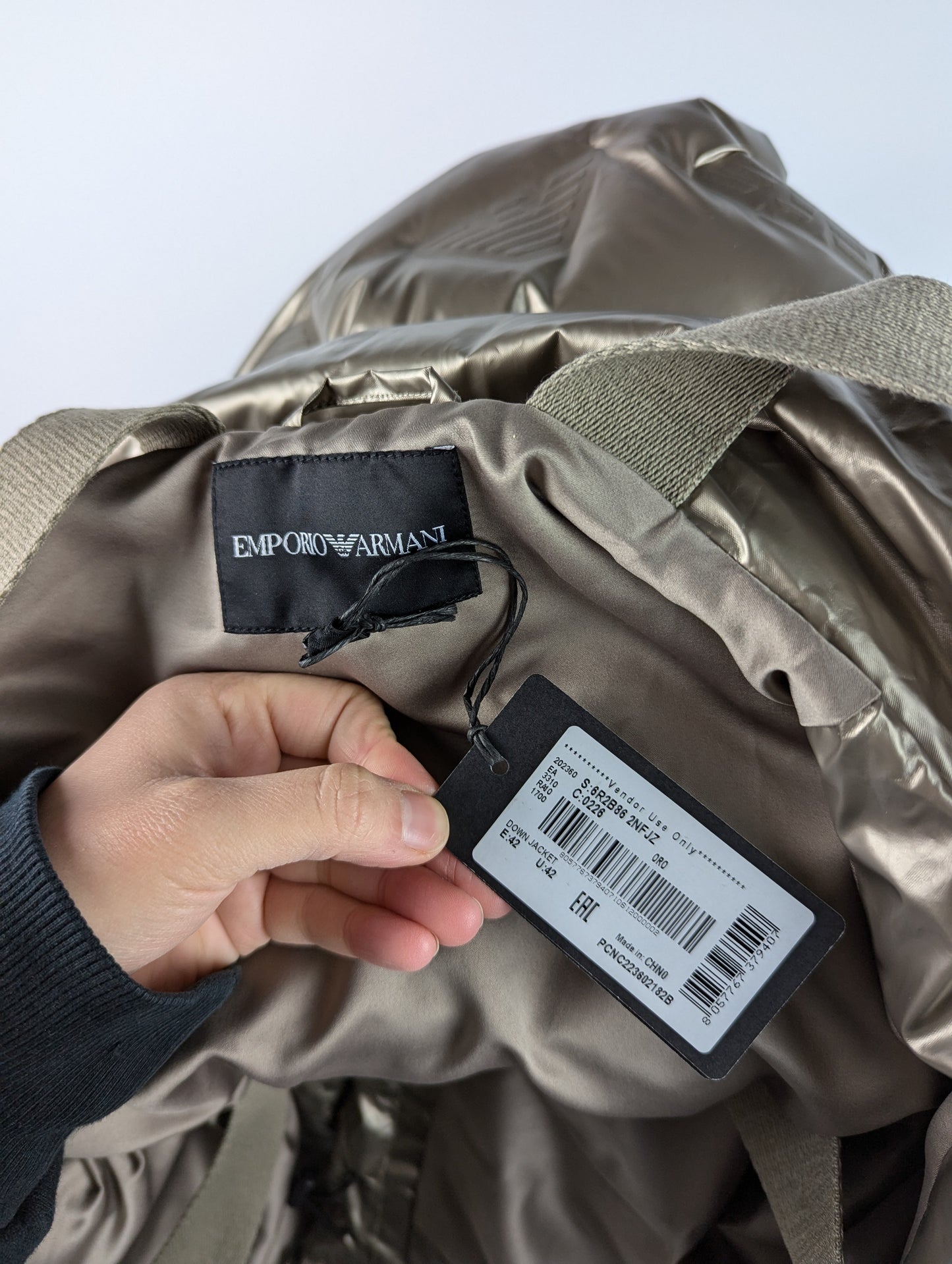 Emporio Armani Debossed Padded Down jacket - Gold