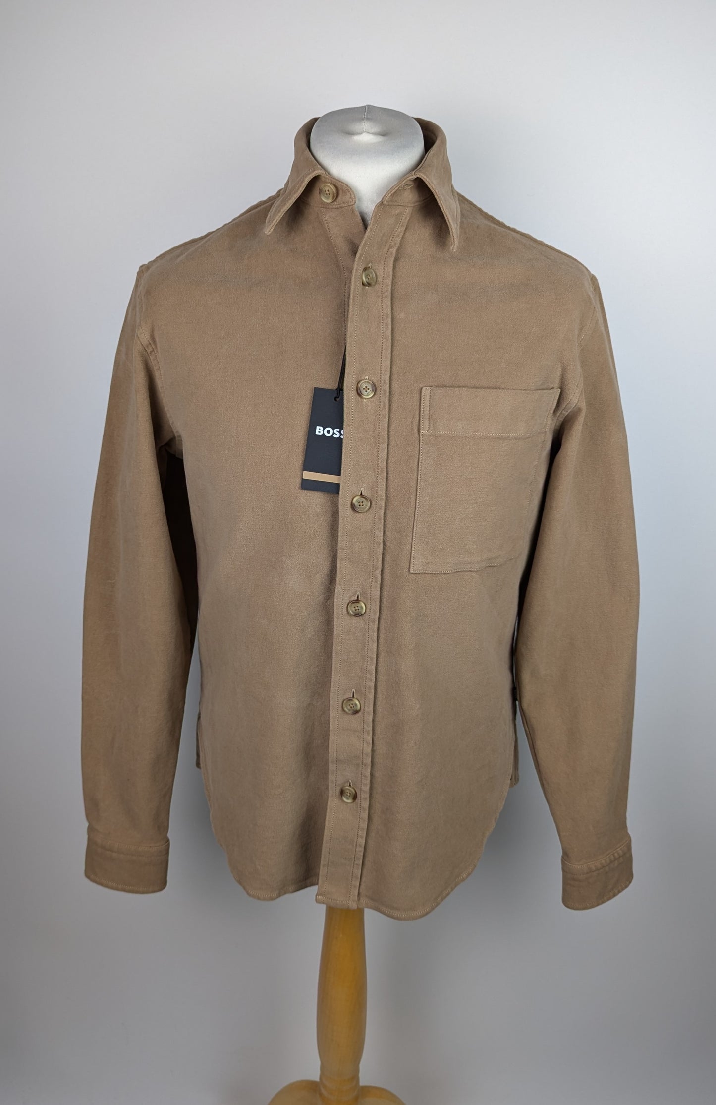 BOSS Mens Owen Casual Overshirt - Brown / Beige