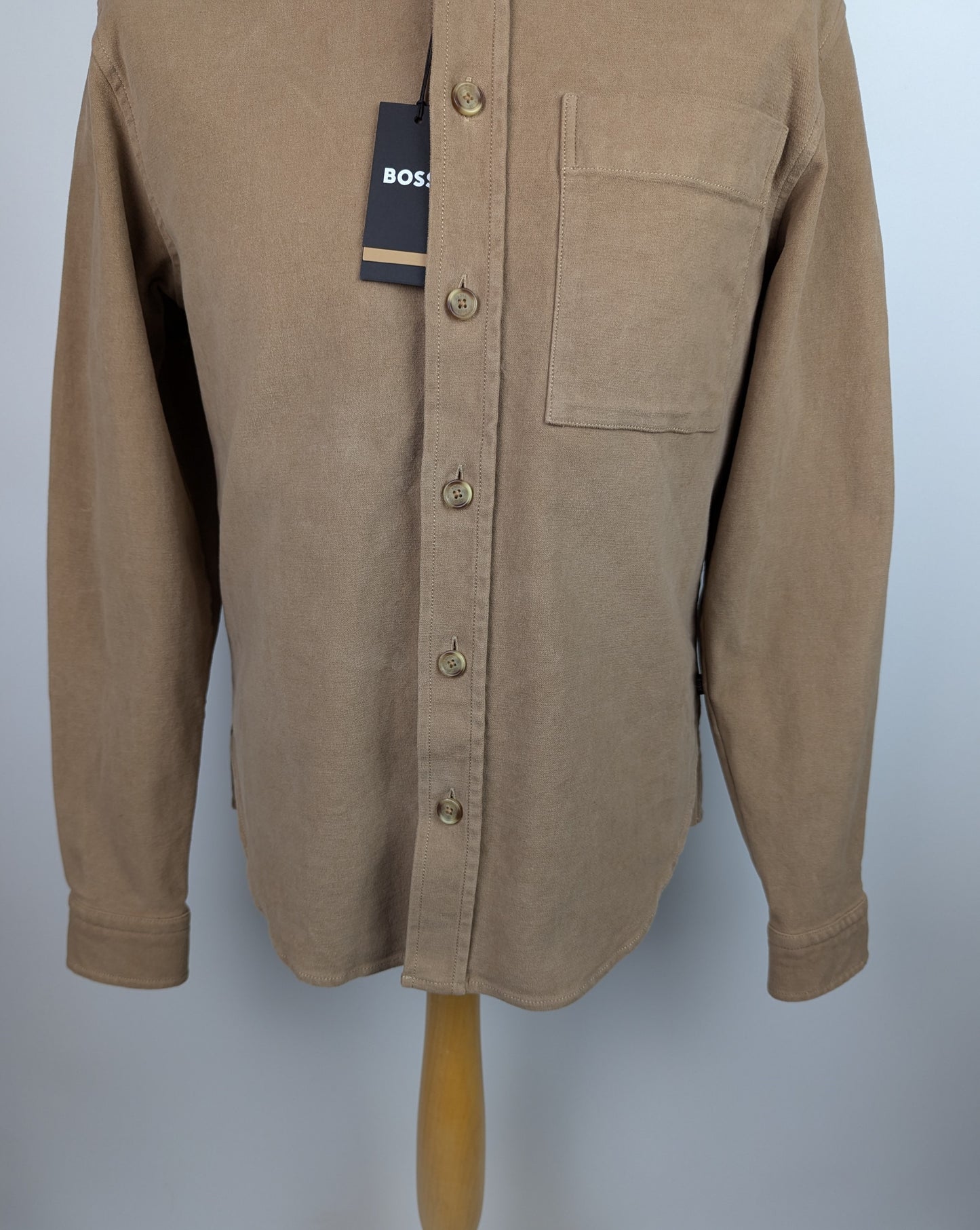 BOSS Mens Owen Casual Overshirt - Brown / Beige