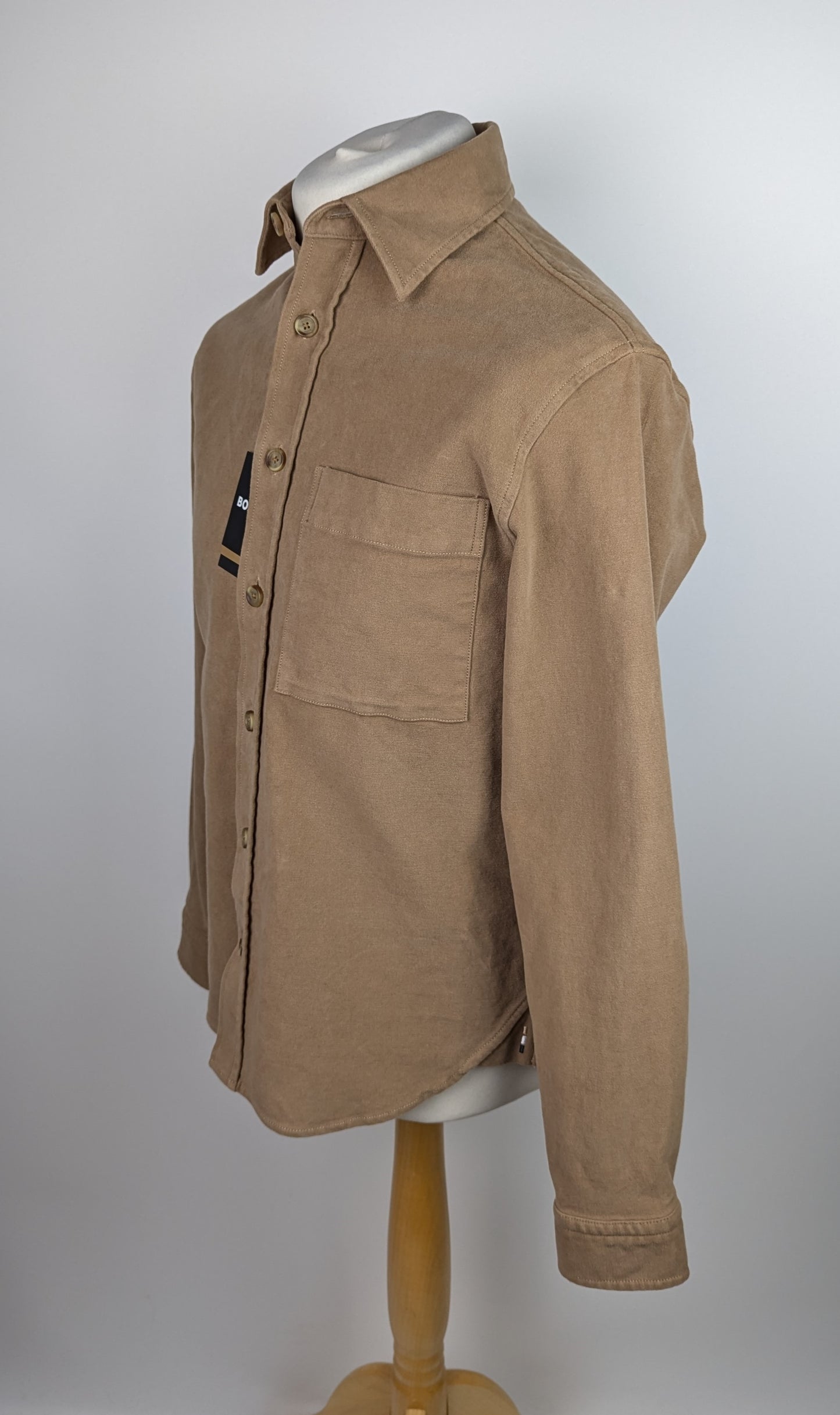 BOSS Mens Owen Casual Overshirt - Brown / Beige