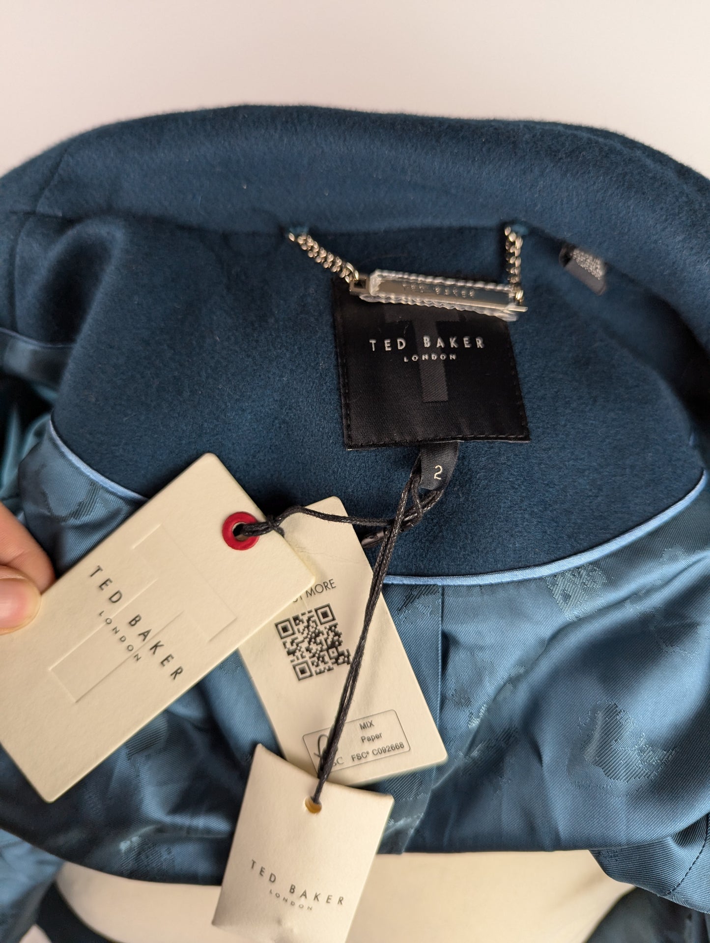 Ted Baker Womens Rose Wool Jacket -Teal Blue