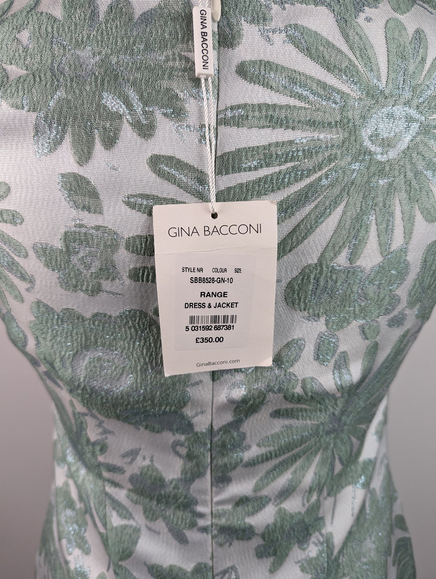 Gina Bacconi Emeline Jacquard Tailored Dress - Green