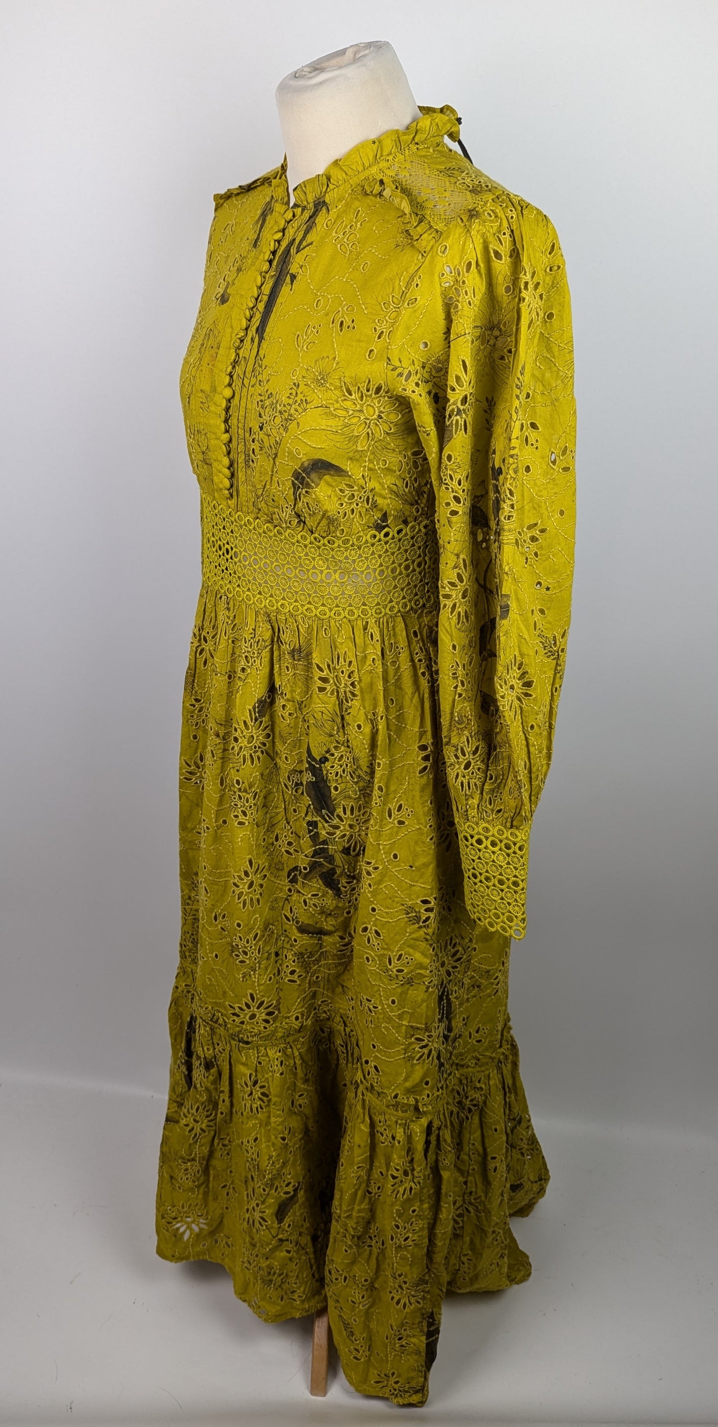 ALLSAINTS Sia Demoir Broderie Dress - Garden Olive