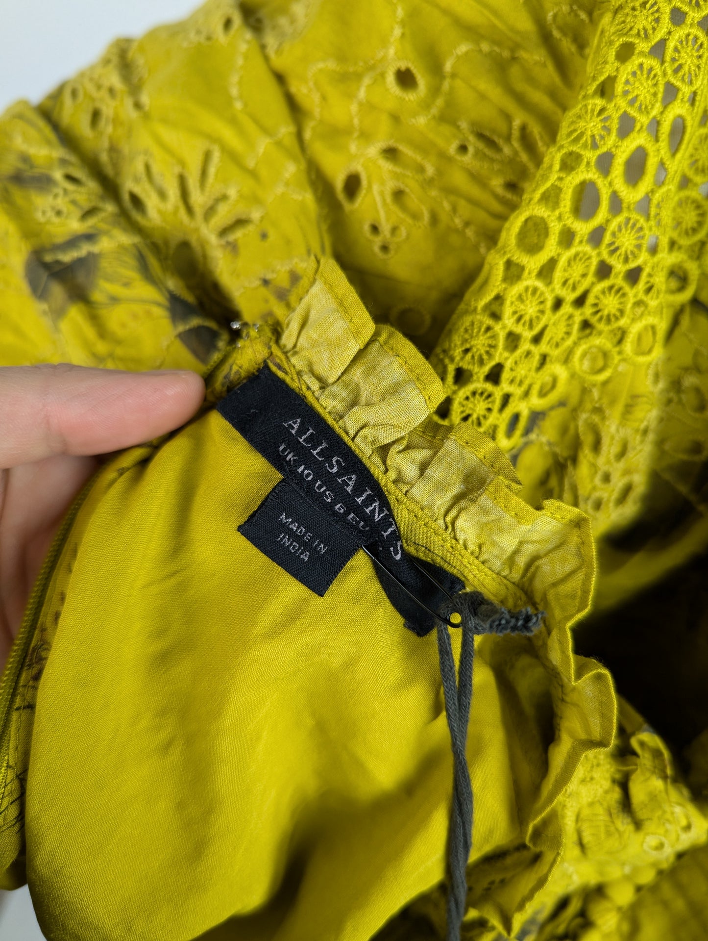 ALLSAINTS Sia Demoir Broderie Dress - Garden Olive
