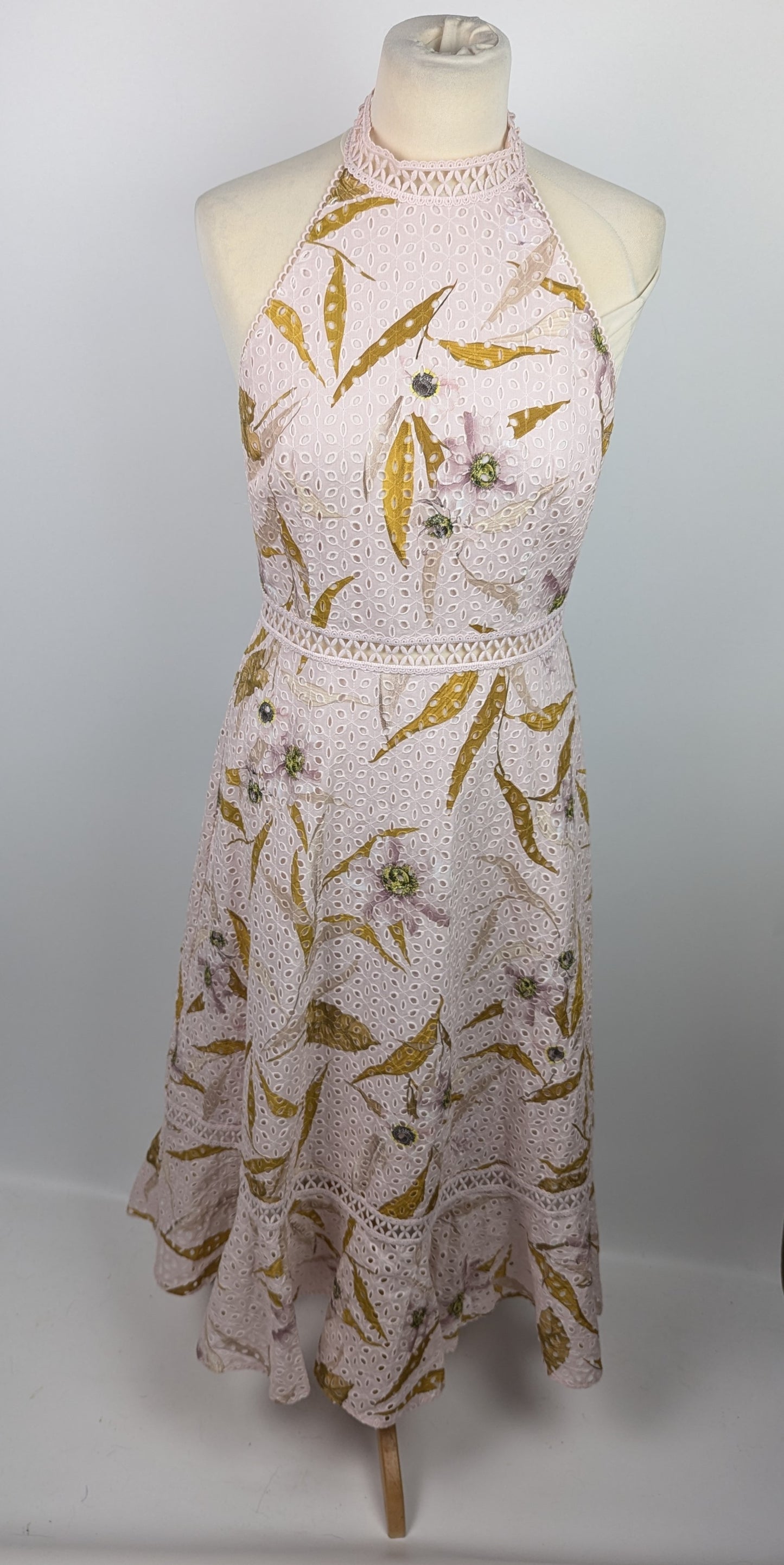 Ted Baker Floxyy Cabana Broderie Anglaise Halter Neck Midi Dress - Light Pink