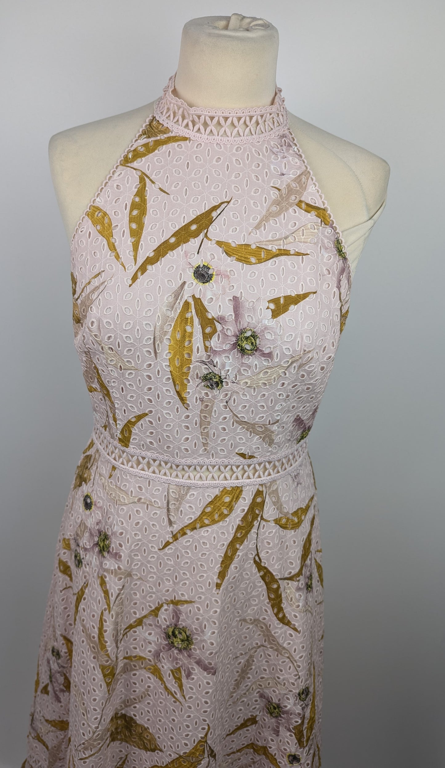 Ted Baker Floxyy Cabana Broderie Anglaise Halter Neck Midi Dress - Light Pink