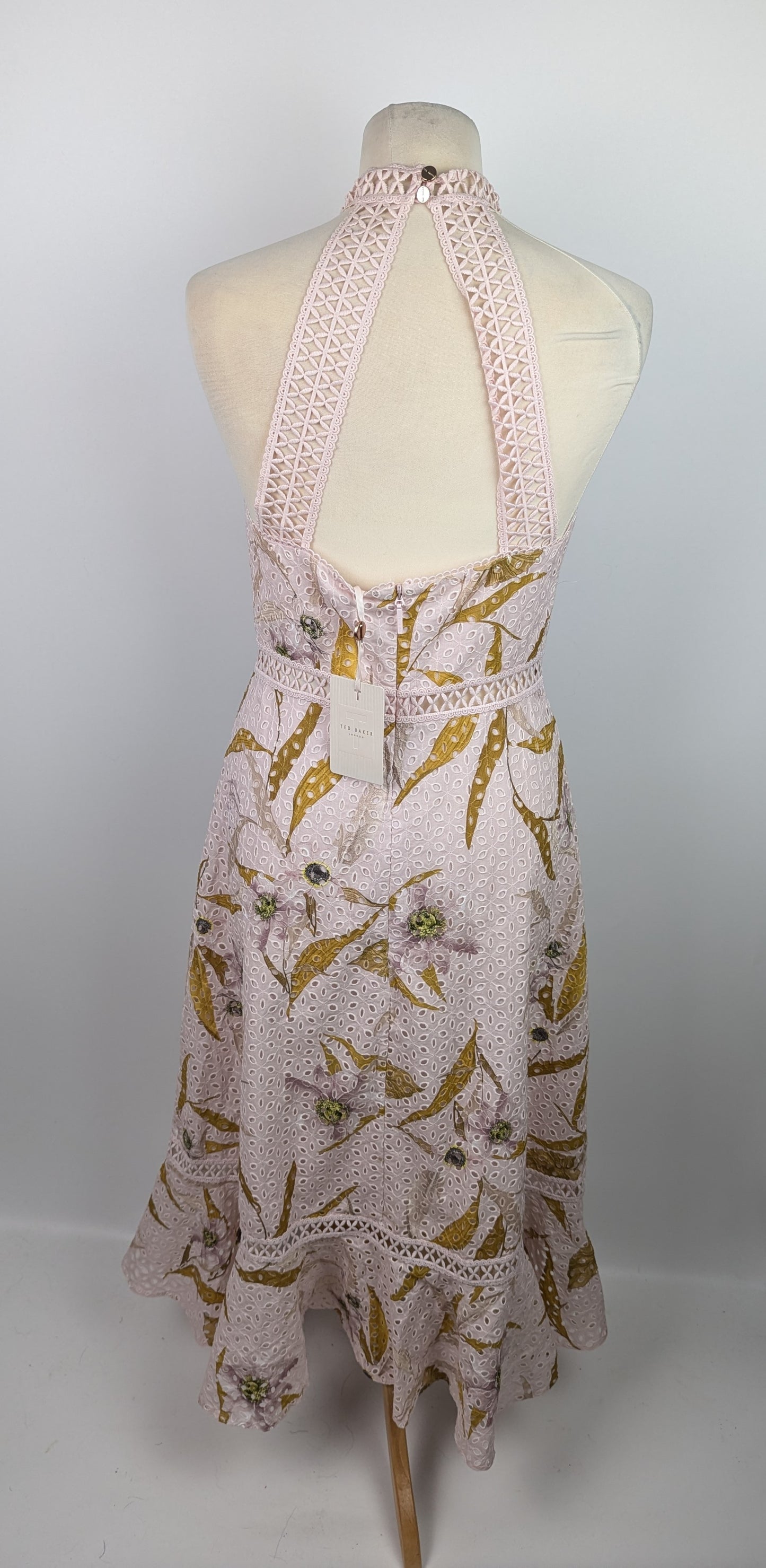 Ted Baker Floxyy Cabana Broderie Anglaise Halter Neck Midi Dress - Light Pink