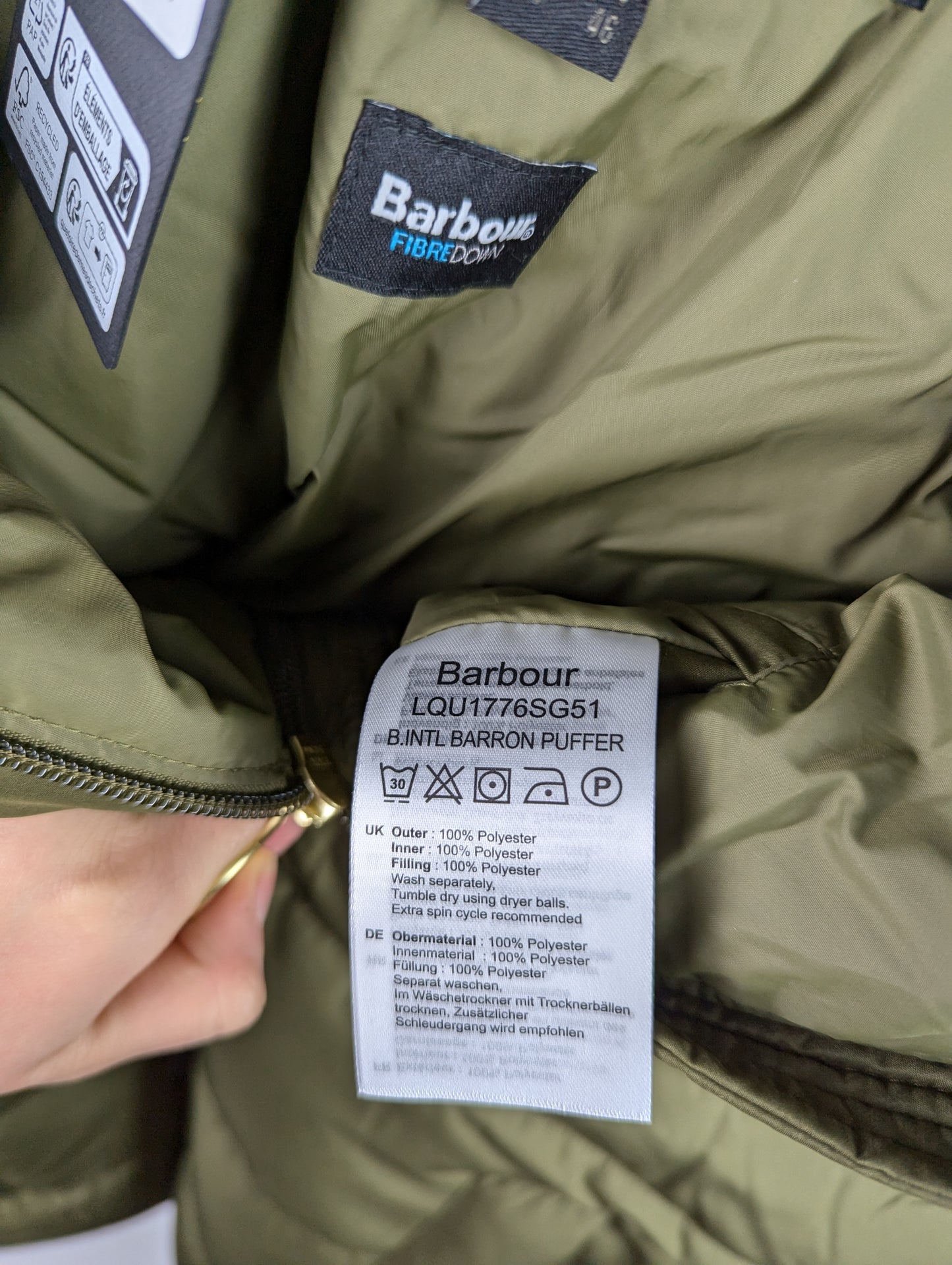 Barbour International Barron Womens Puffer Jacket - Green