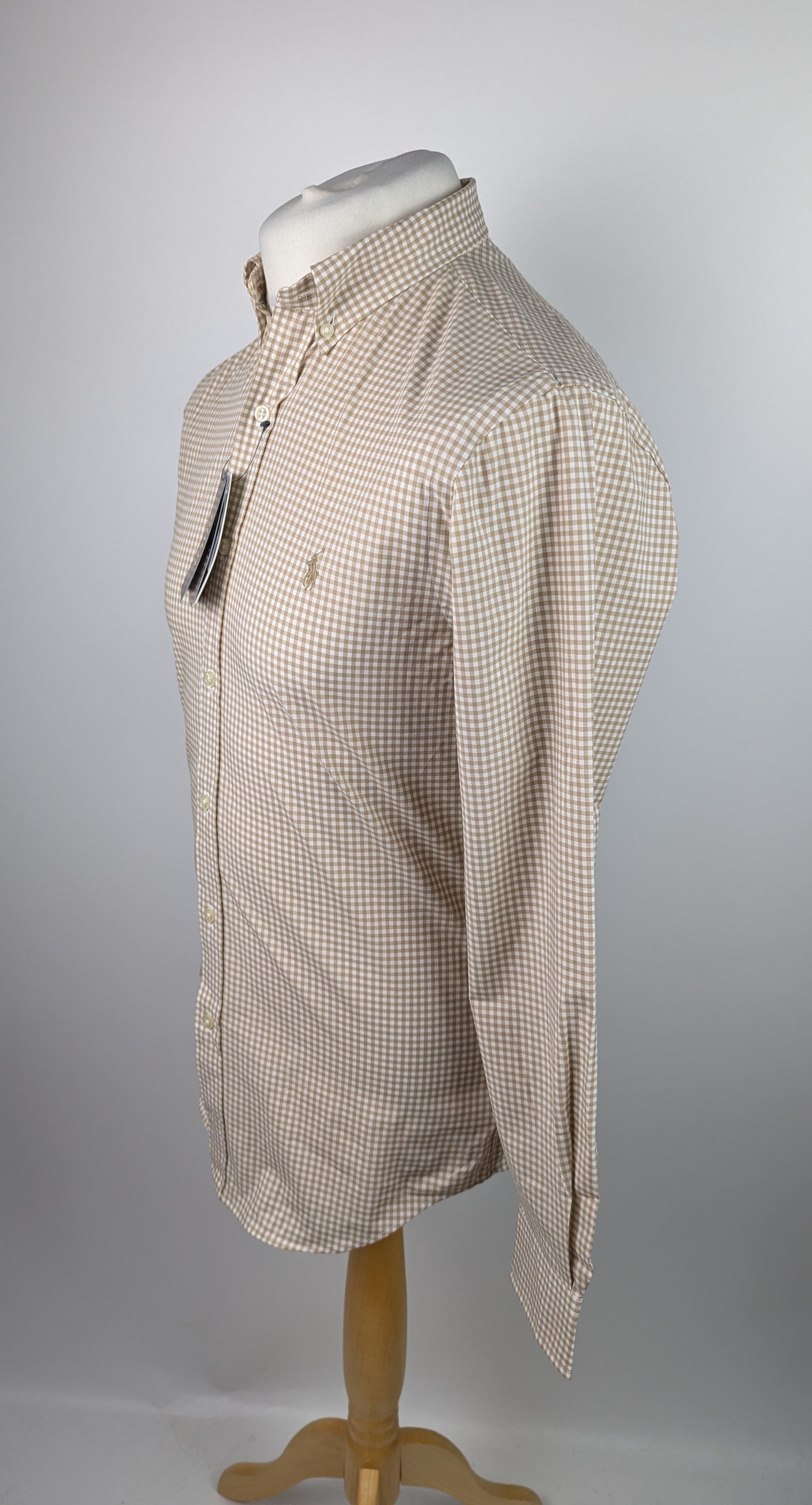 Polo Ralph Lauren Slim Fit Gingham Poplin Shirt - Khaki Brown