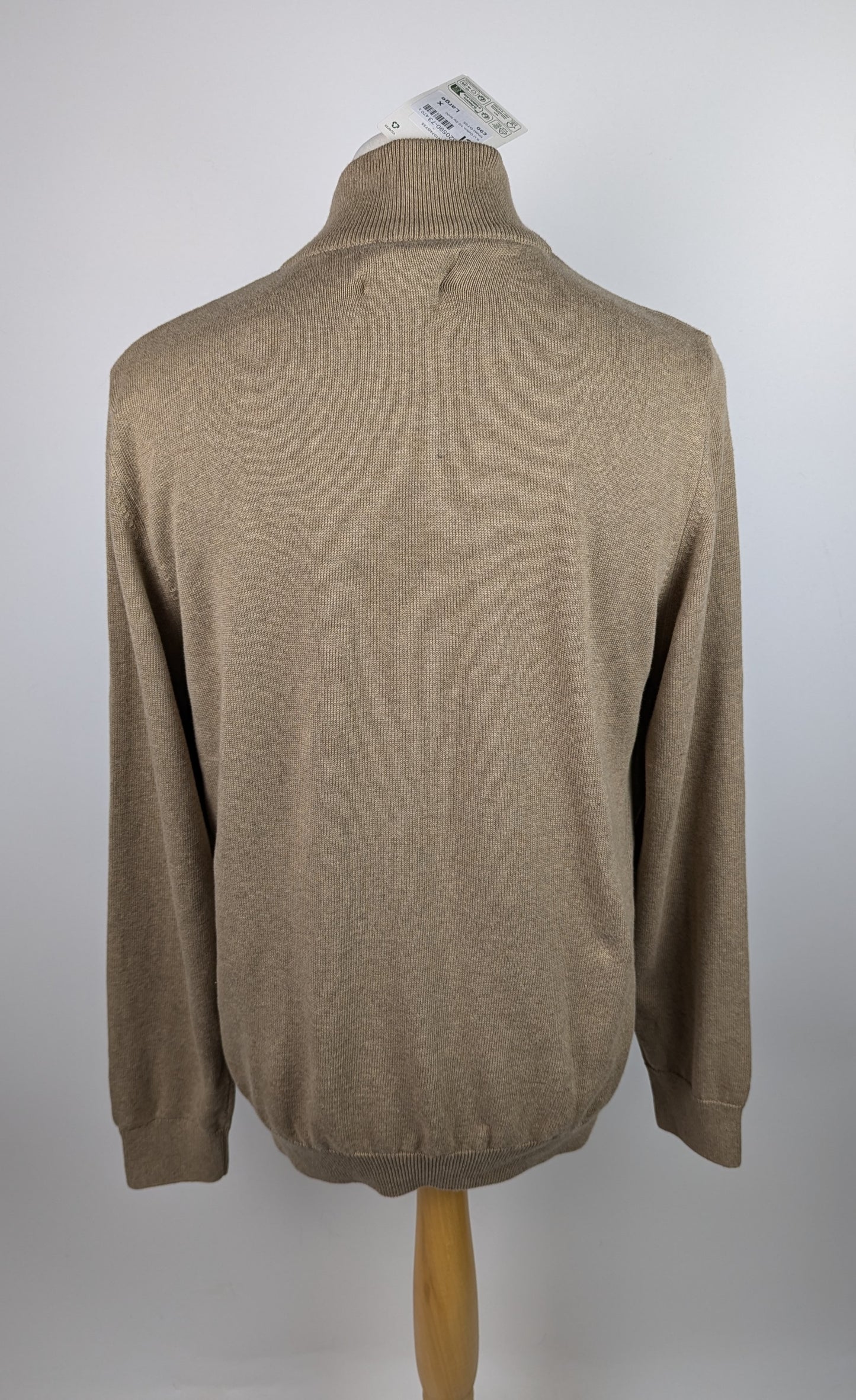 Barbour Mens Cotton Half-Zip Jumper - Khaki Brown / Green
