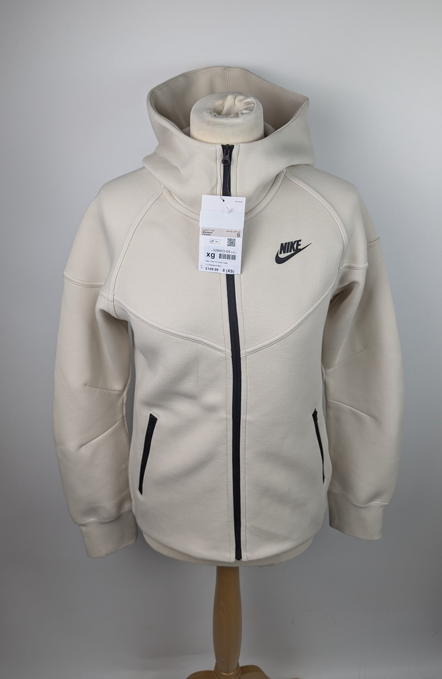 Nike Womens Tech Full Zip Hoodie - Cream
