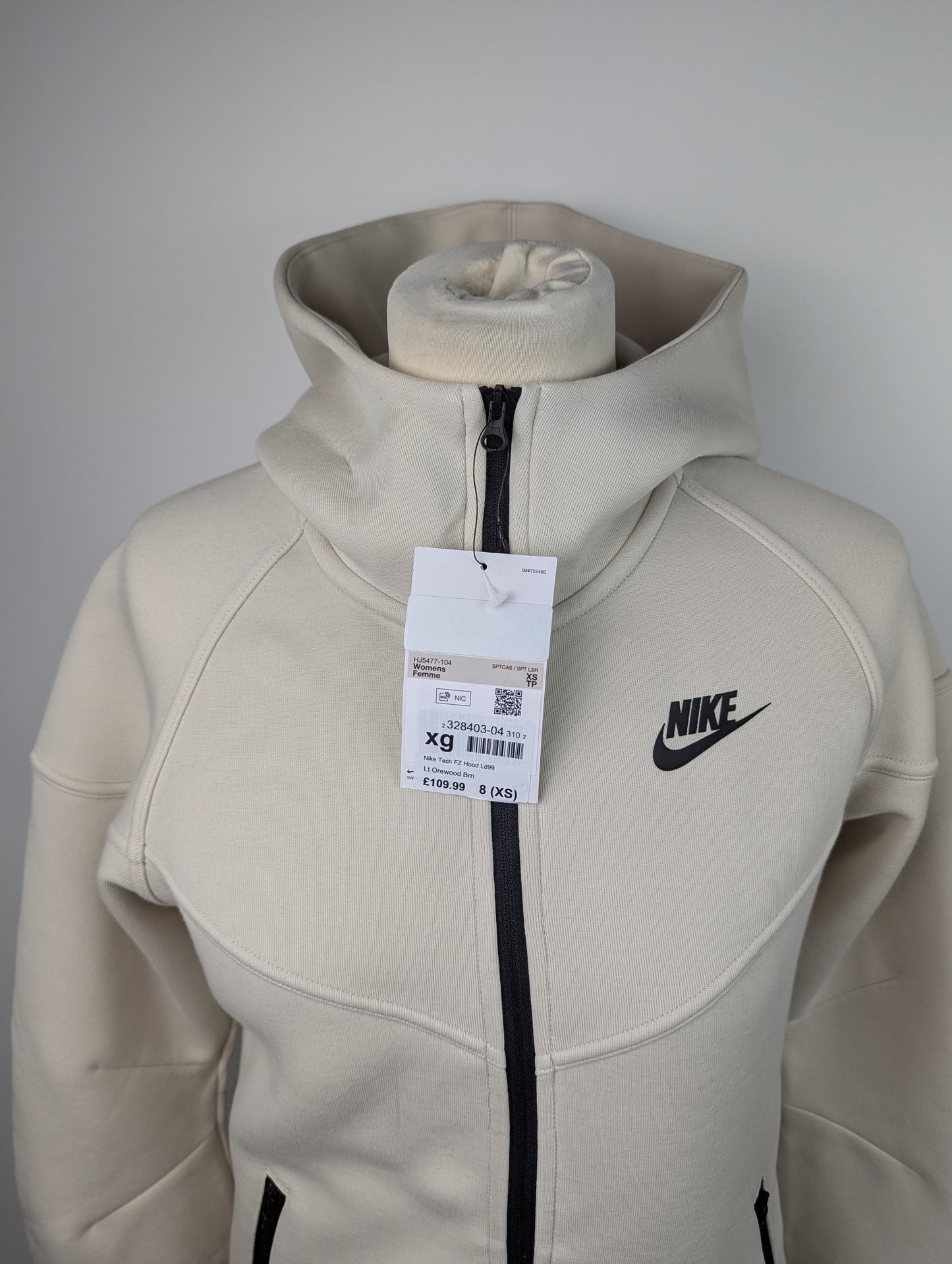 Nike Womens Tech Full Zip Hoodie - Cream