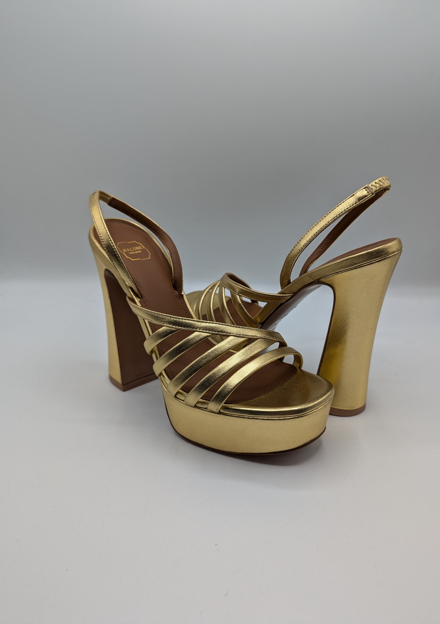 Malone Souliers Amaya 125 leather platform sandals - Gold