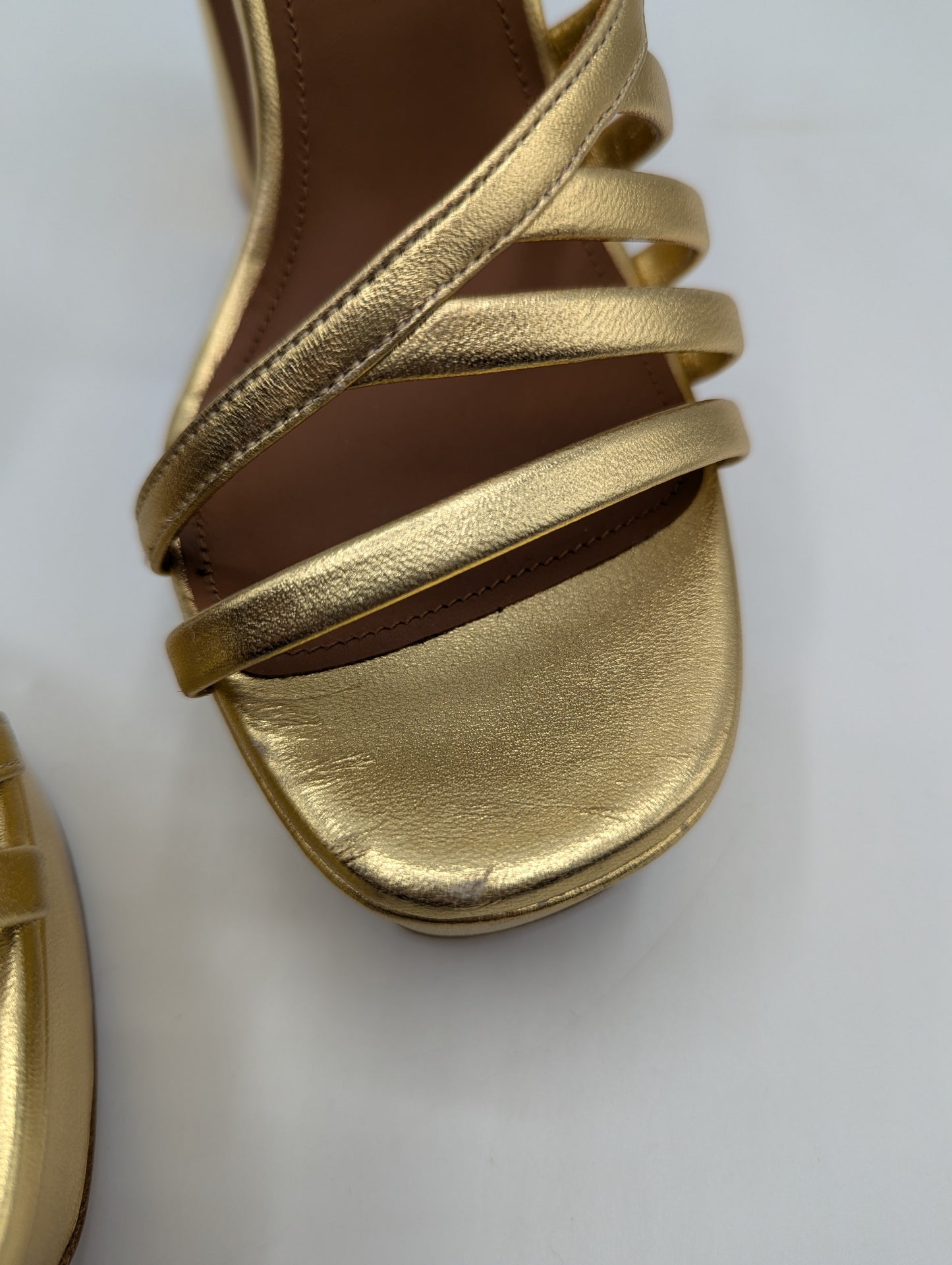 Malone Souliers Amaya 125 leather platform sandals - Gold