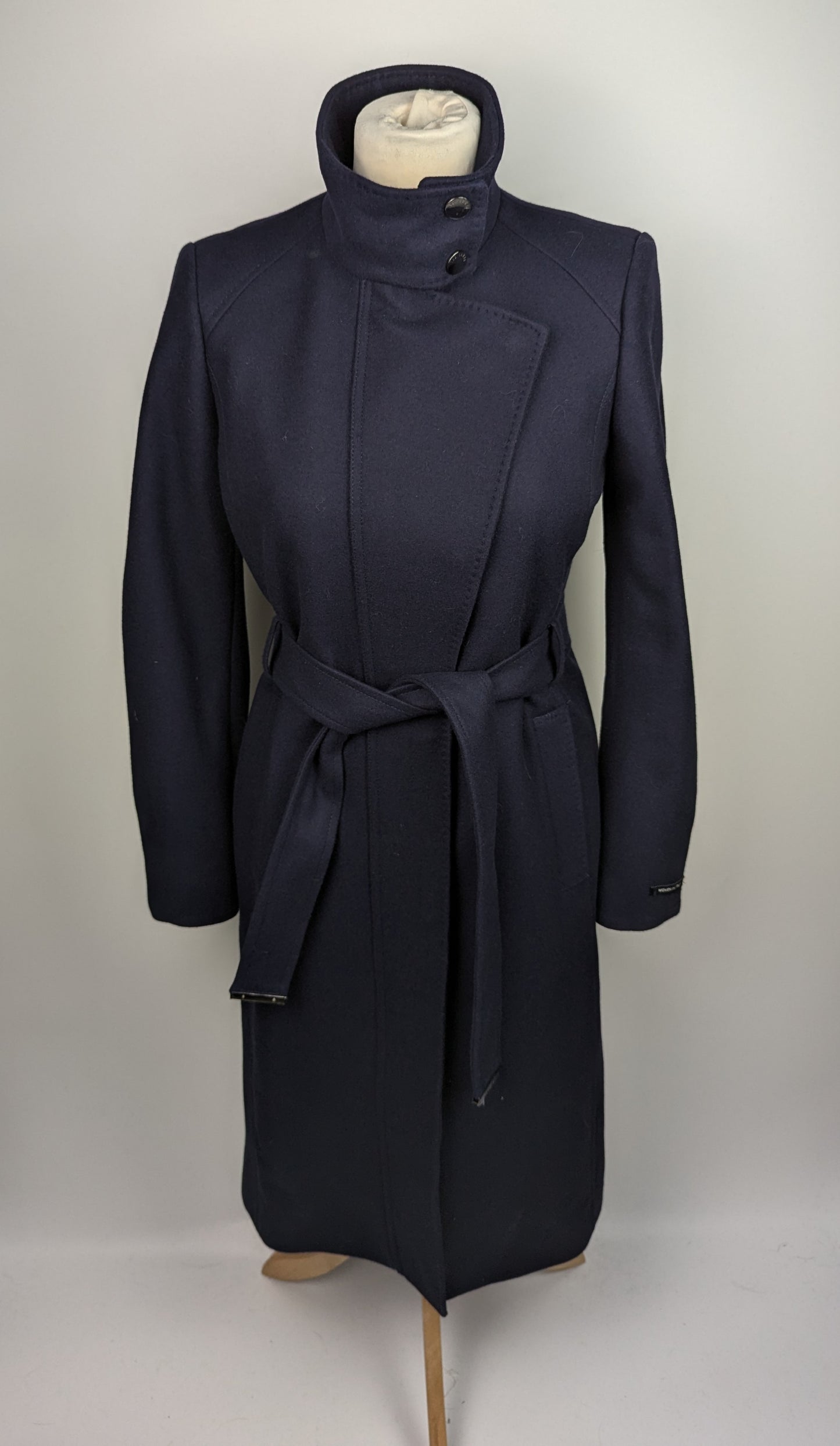 TED BAKER Icombi Funnel Neck Wool Blend Coat - Navy