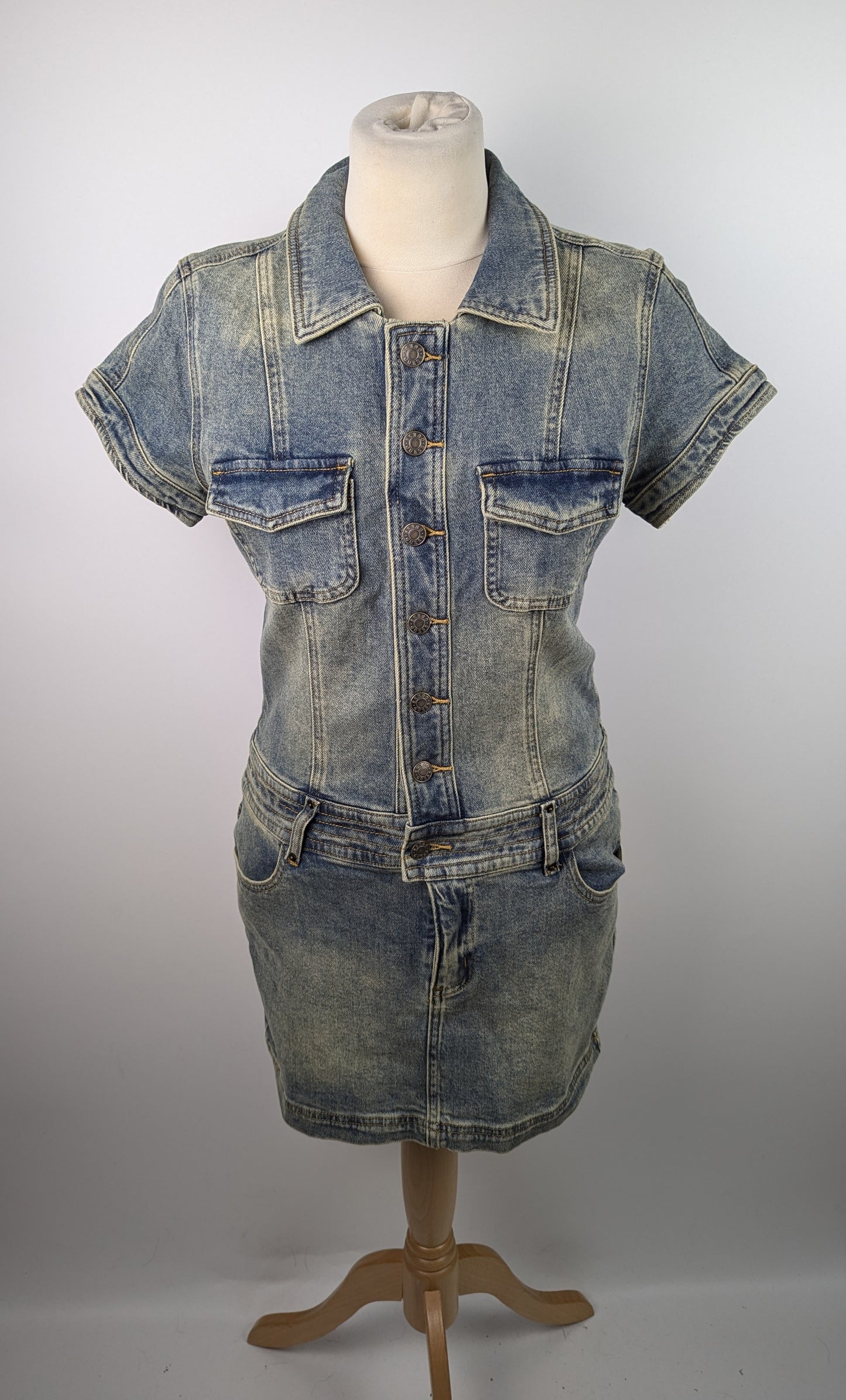 Guess Womens Belted Mini Dress - Blue