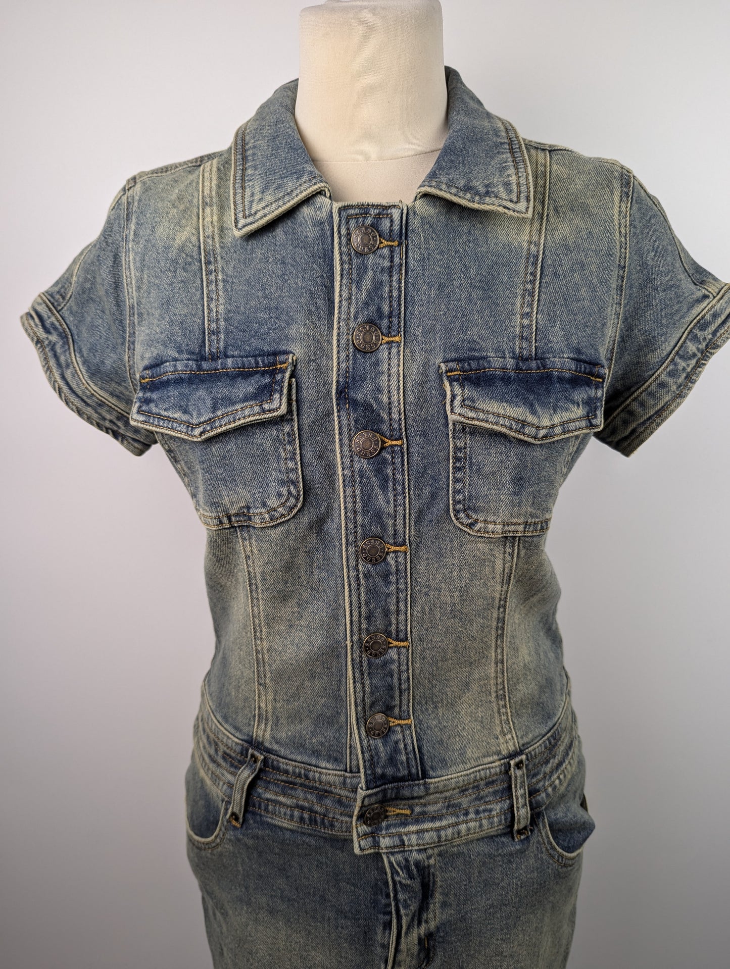 Guess Womens Belted Mini Dress - Blue