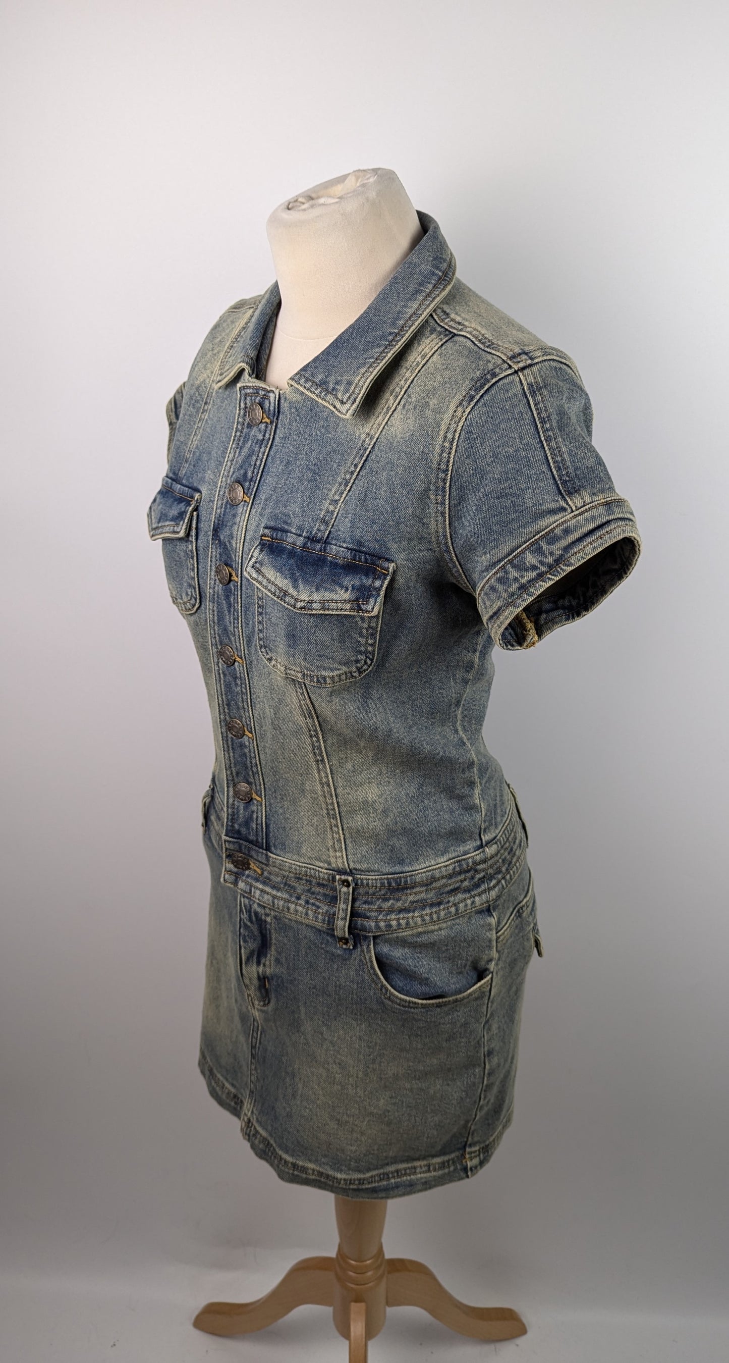Guess Womens Belted Mini Dress - Blue