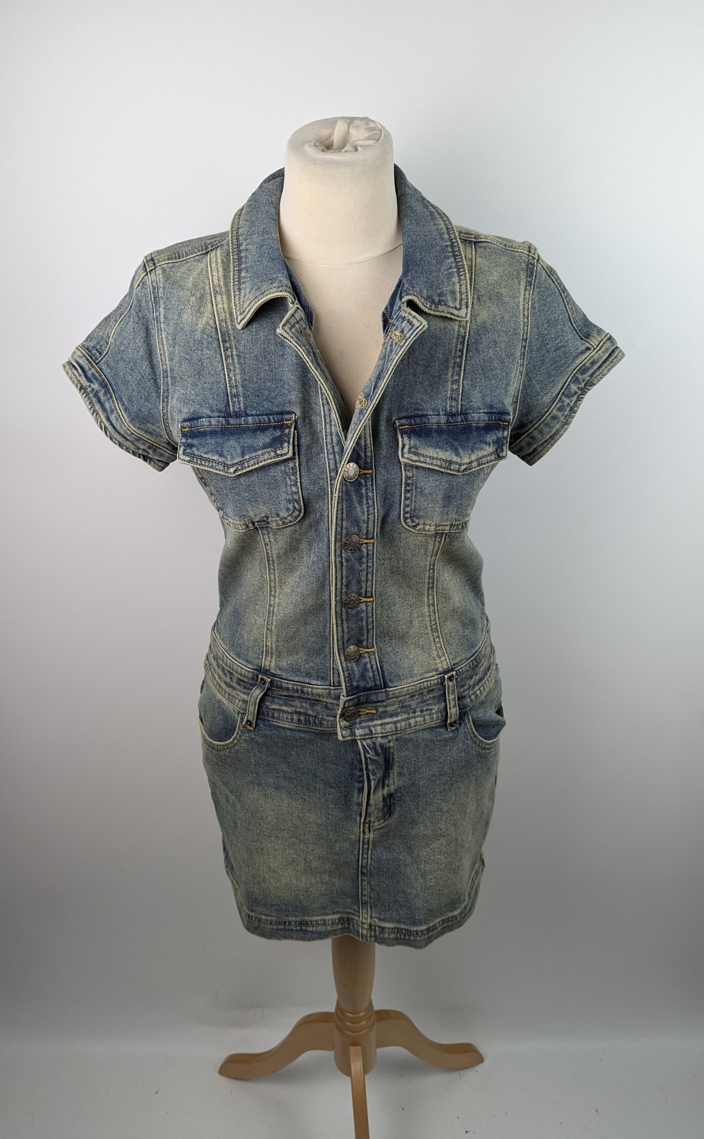 Guess Womens Belted Mini Dress - Blue