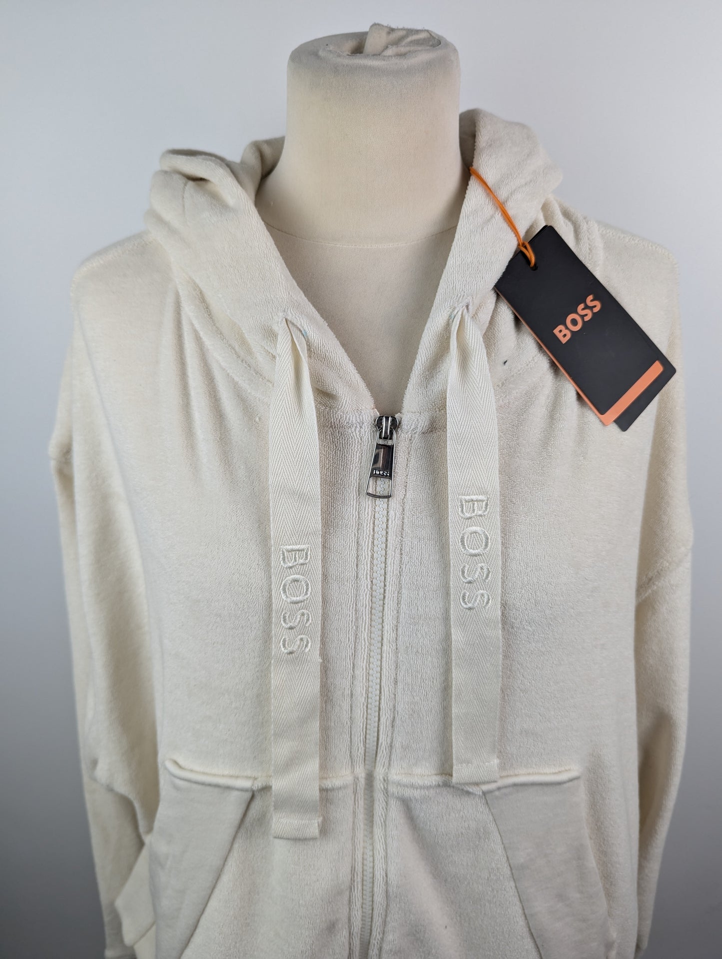 Boss Evacanza Zip Up Hoodie - Open White