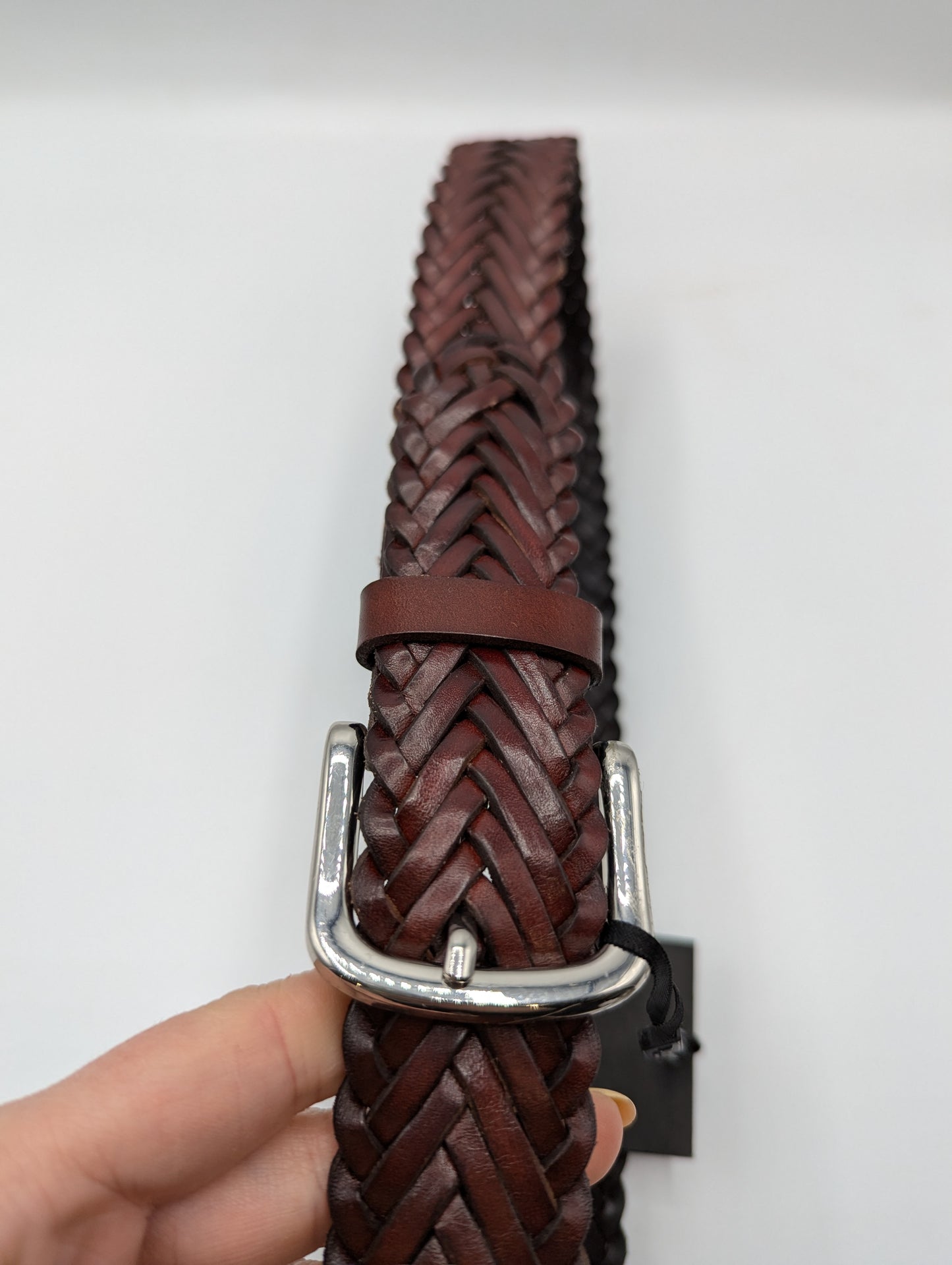 Dune Mens Woven Leather Belt - Brown -