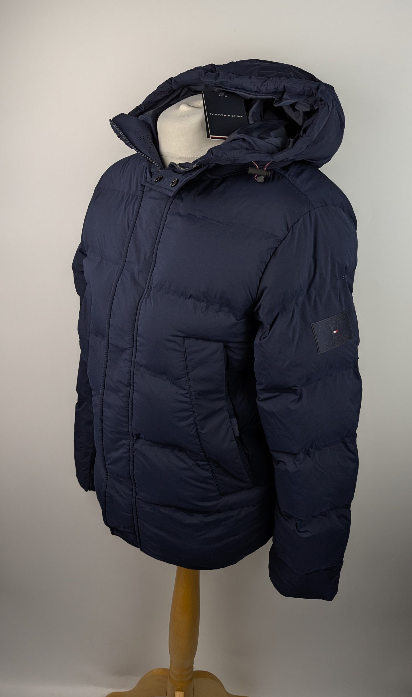 Tommy Hilfiger Padded Hooded Stretch Bomber Jacket - Blue