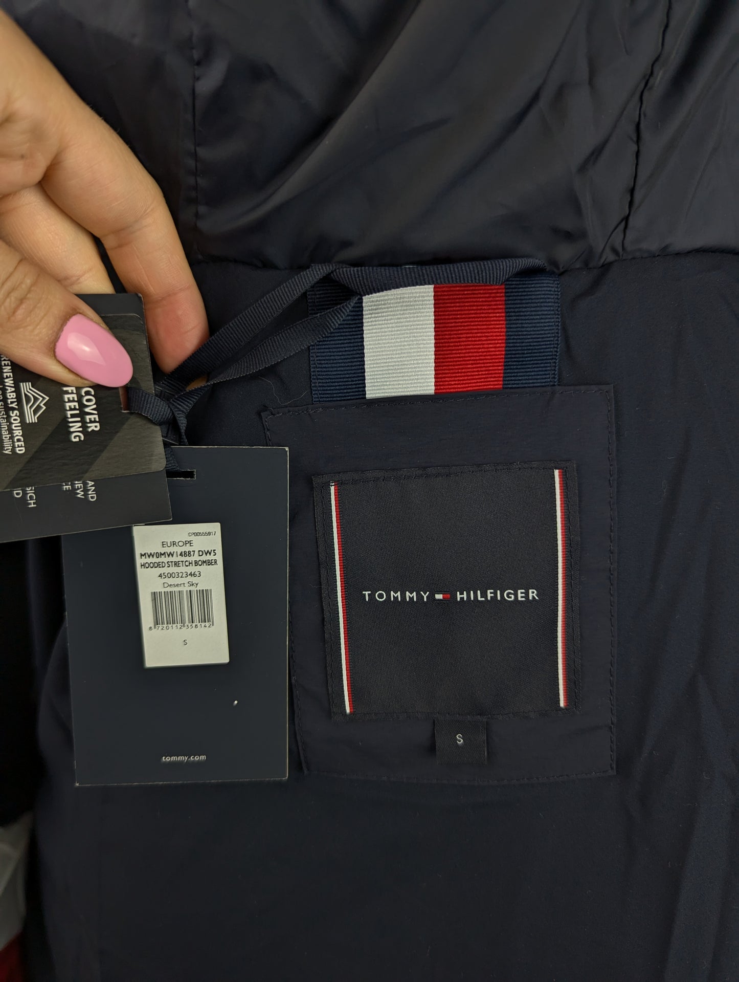 Tommy Hilfiger Padded Hooded Stretch Bomber Jacket - Blue