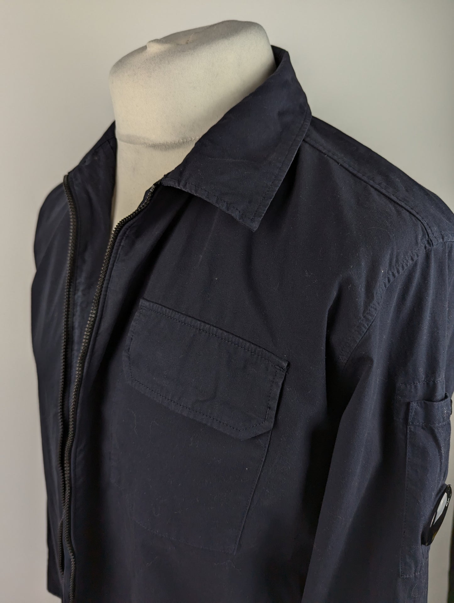 CP COMPANY Mens Zipped Overshirt - Navy Blue