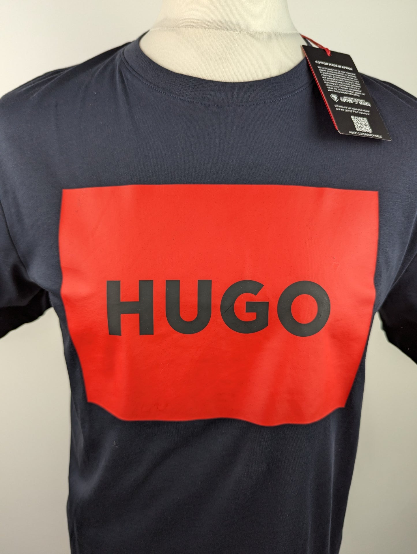 Hugo Mens Dulive Box Logo T Shirt - Dark Blue