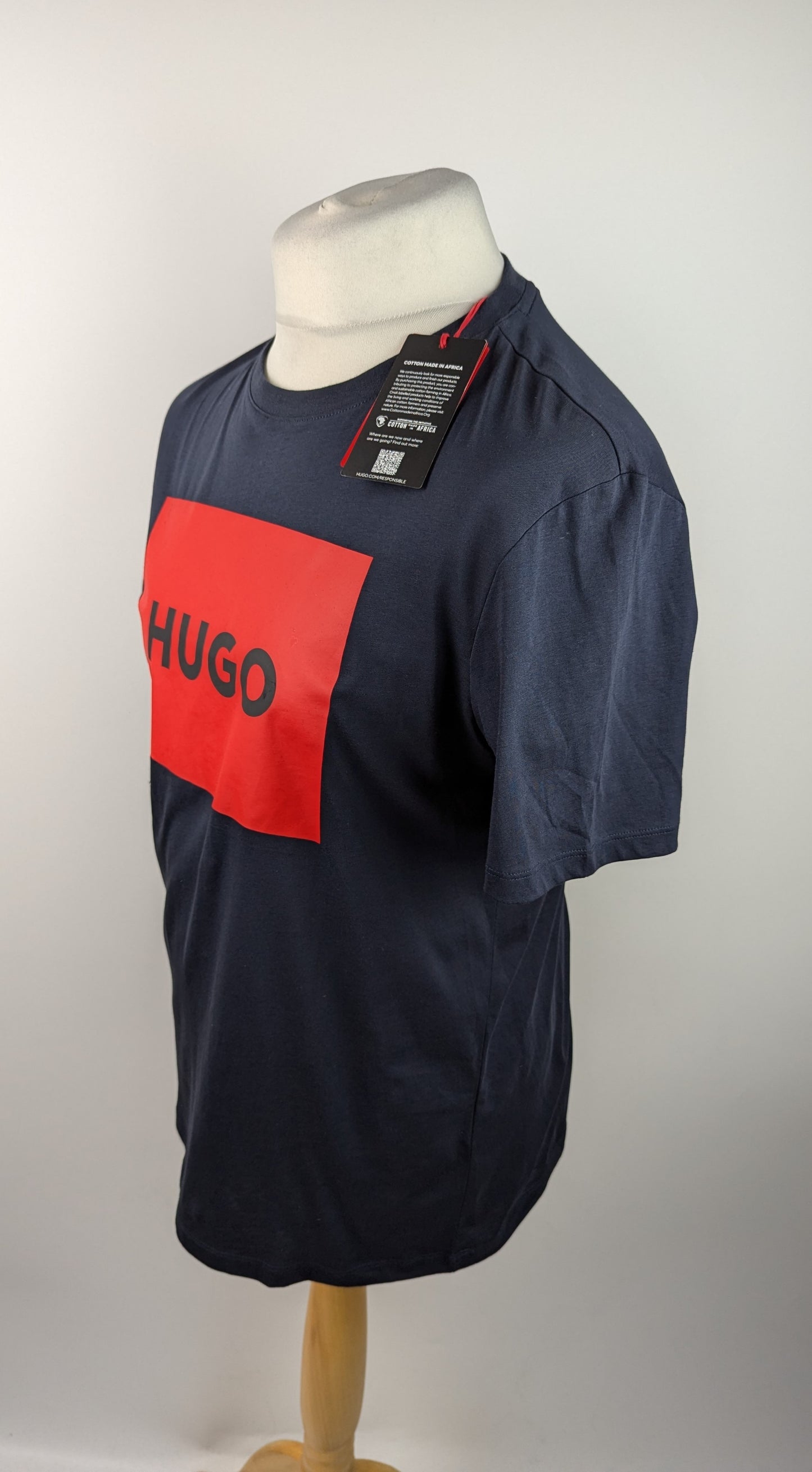 Hugo Mens Dulive Box Logo T Shirt - Dark Blue