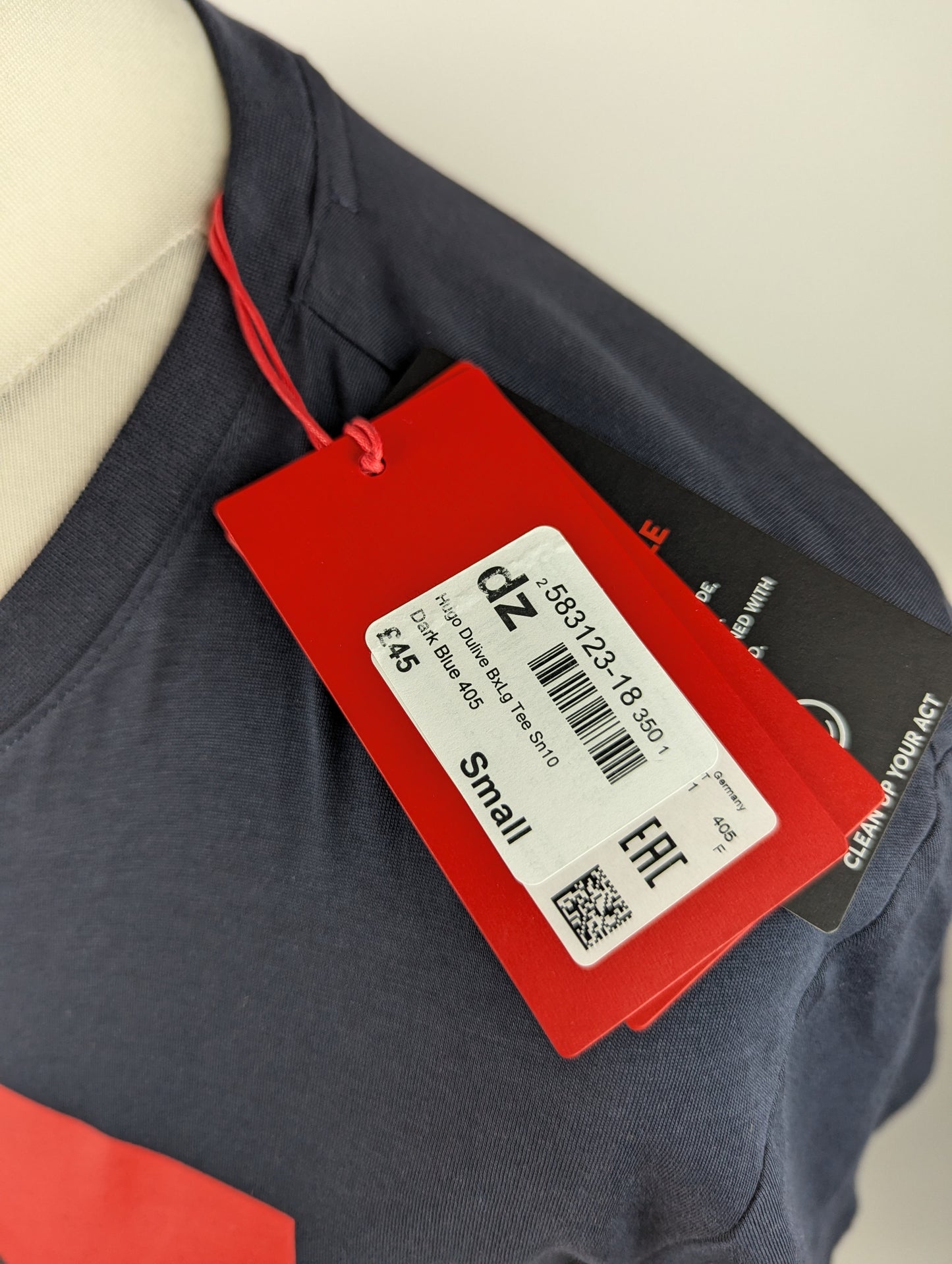Hugo Mens Dulive Box Logo T Shirt - Dark Blue