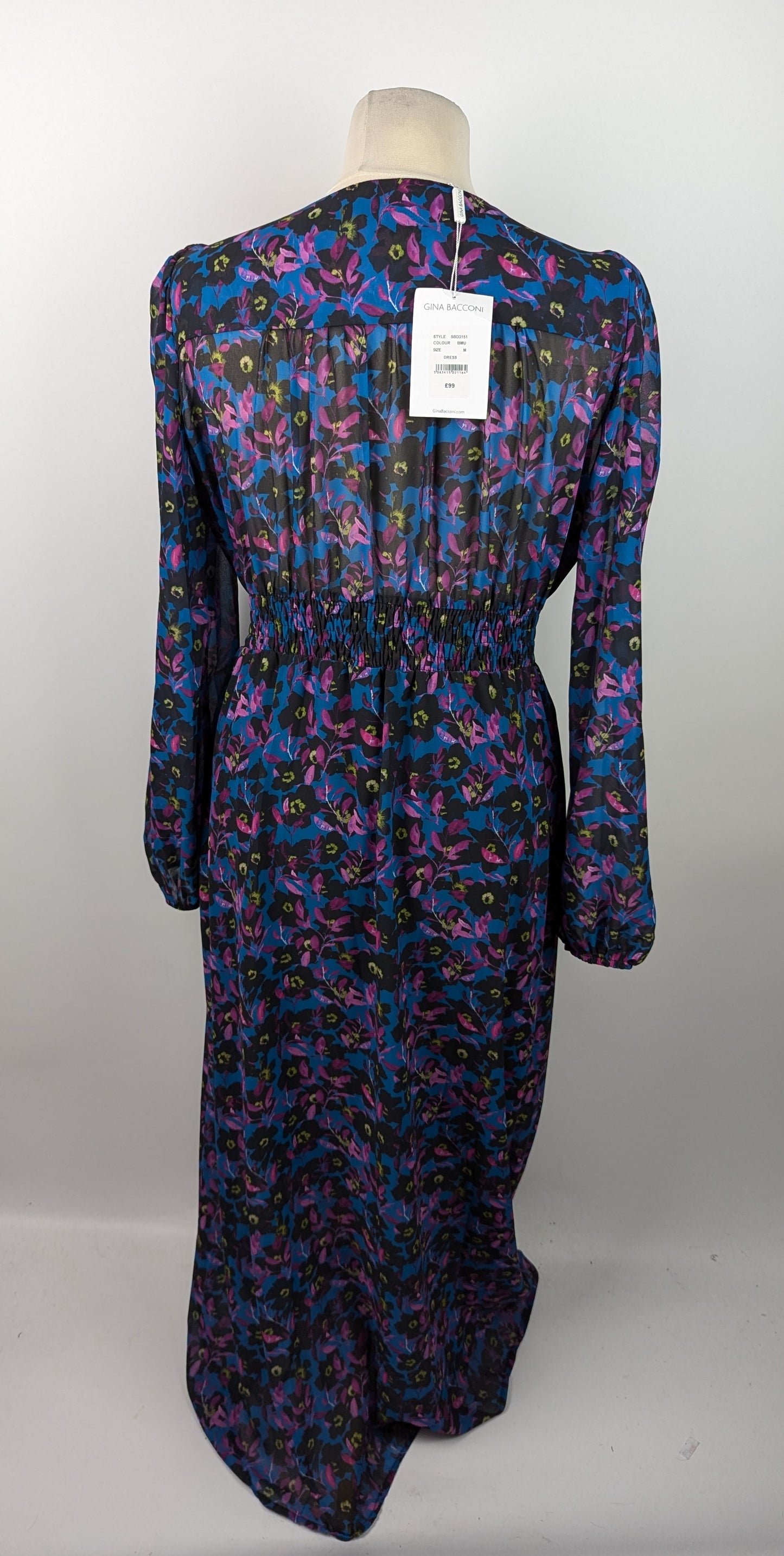 Gina Bacconi Judy Button Dwon Long Sleeve Dress - Black / Multi