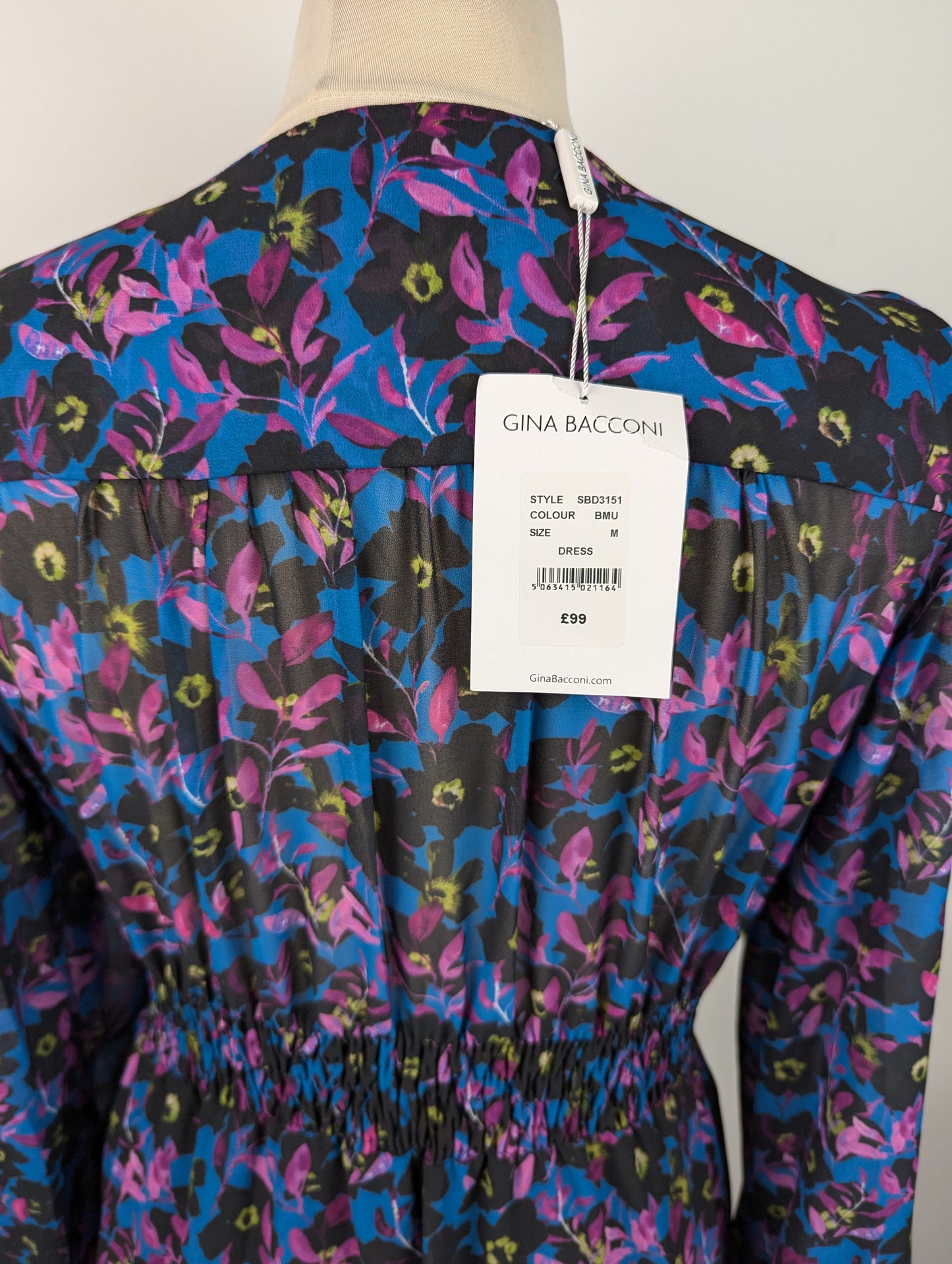 Gina Bacconi Judy Button Dwon Long Sleeve Dress - Black / Multi