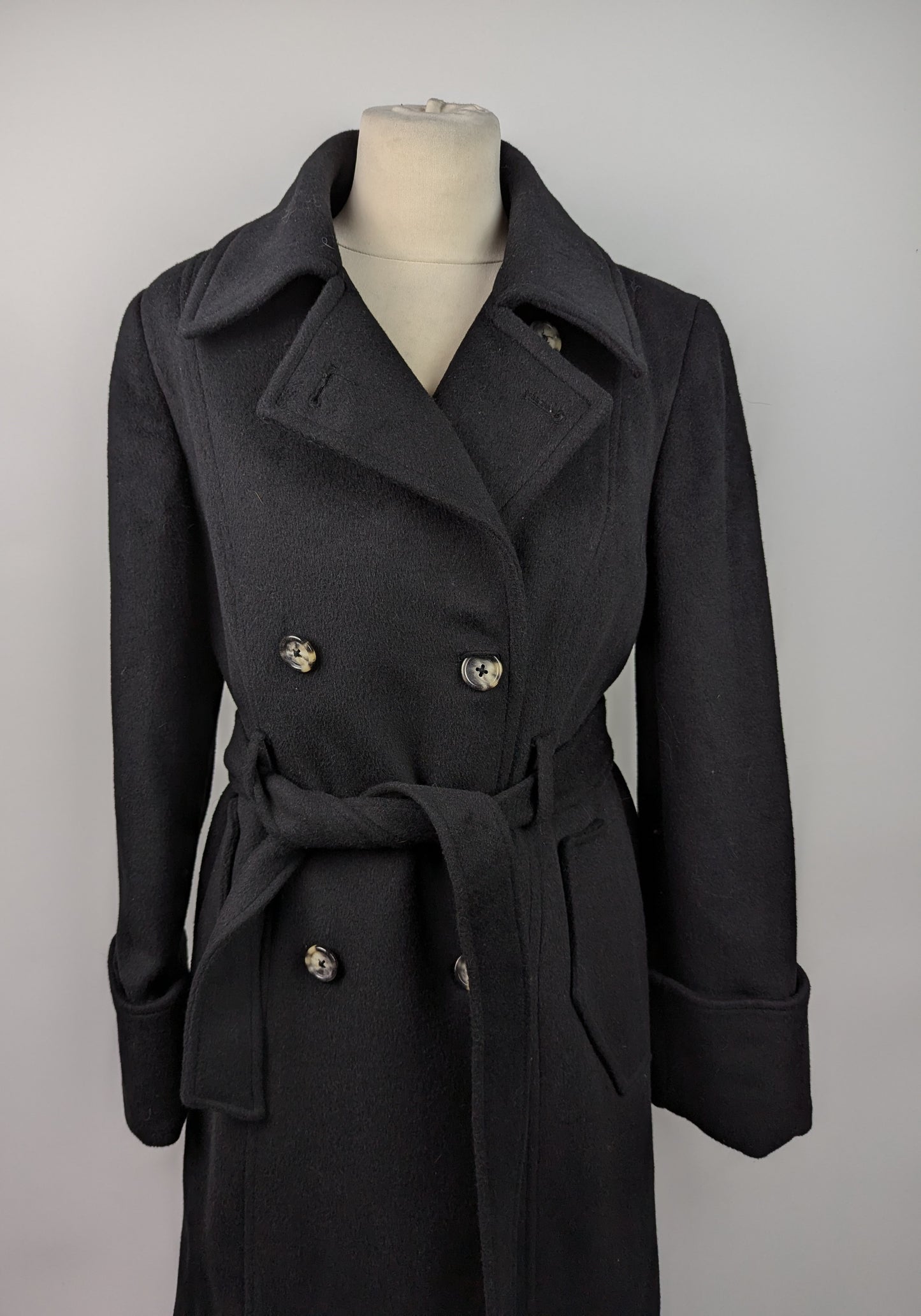 DKNY Womens Wool Coat - Black