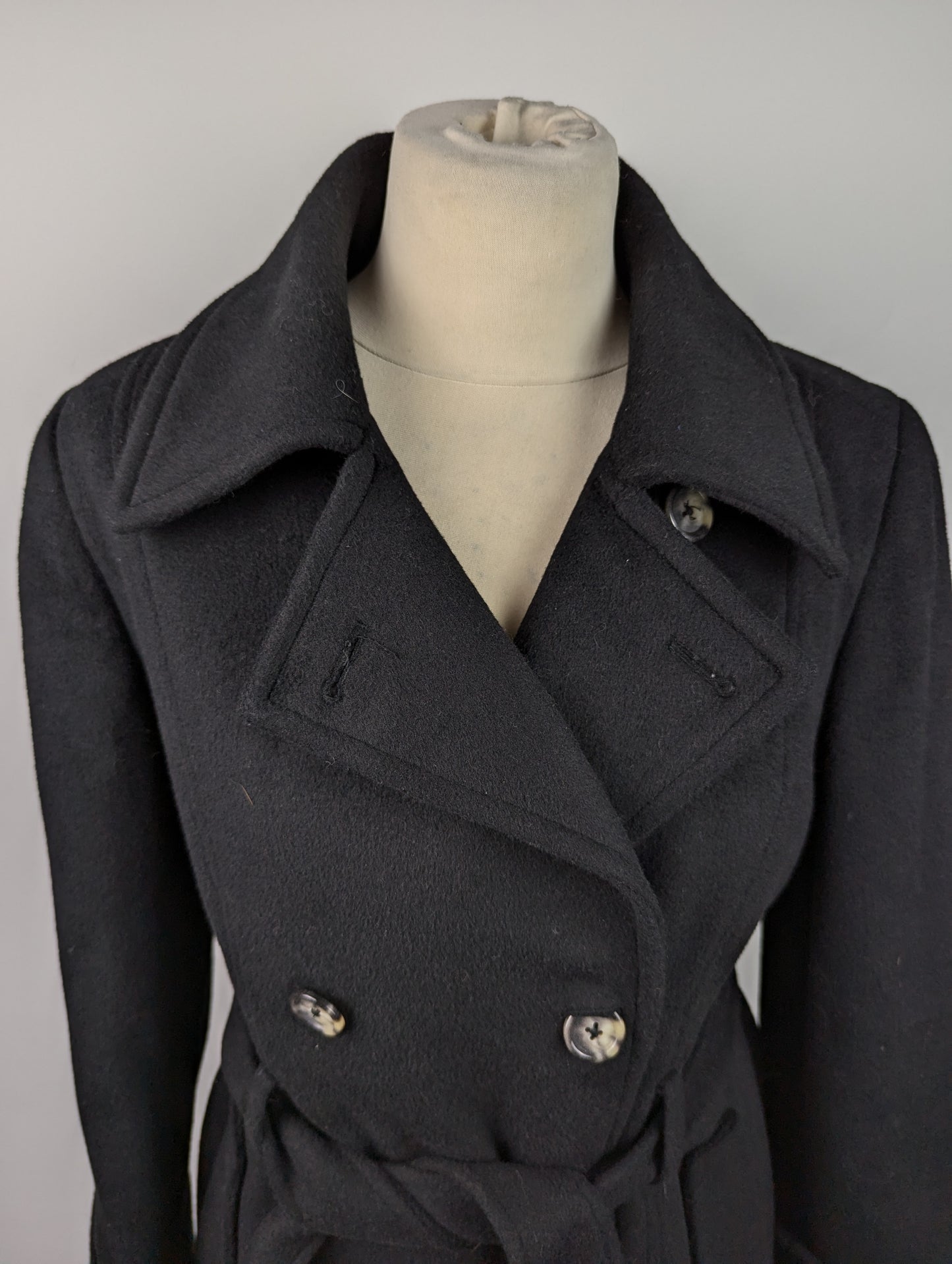 DKNY Womens Wool Coat - Black