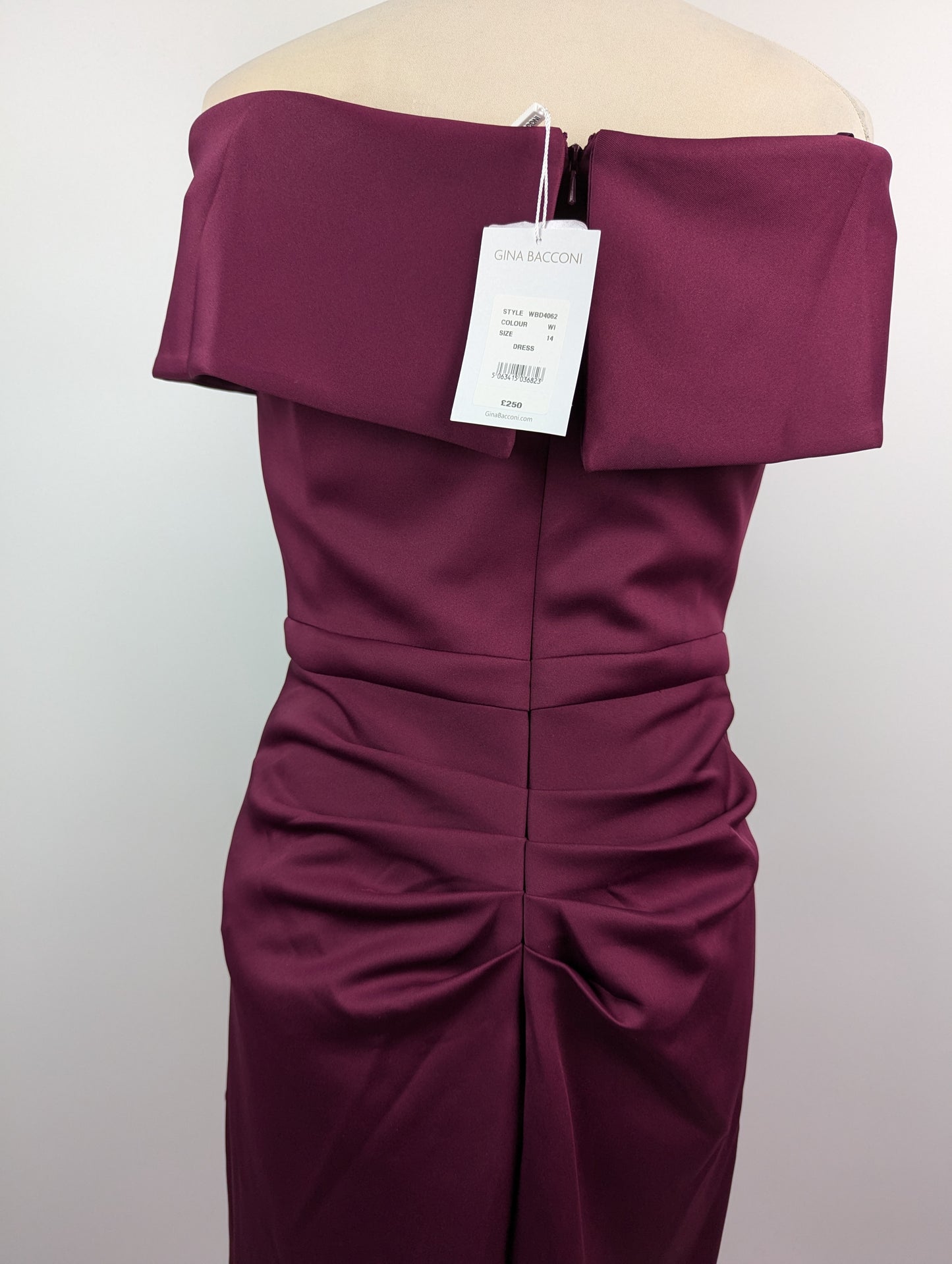 Gina Bacconi Miranda Ruffled Off The Shoulder Dress - Wine Purple