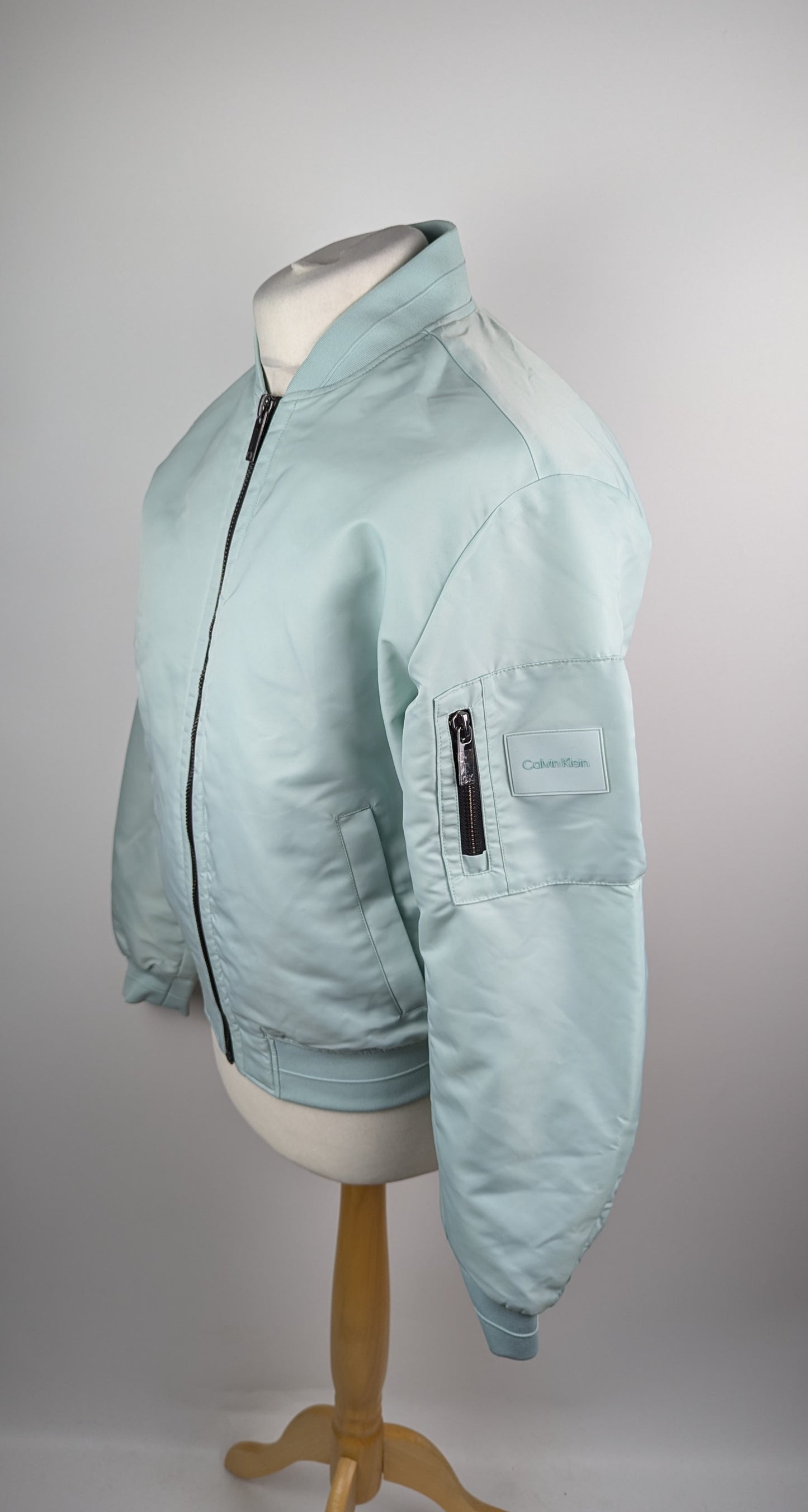 CALVIN KLEIN Mens Sateen Hero Bomber Jacket - Glacier Blue