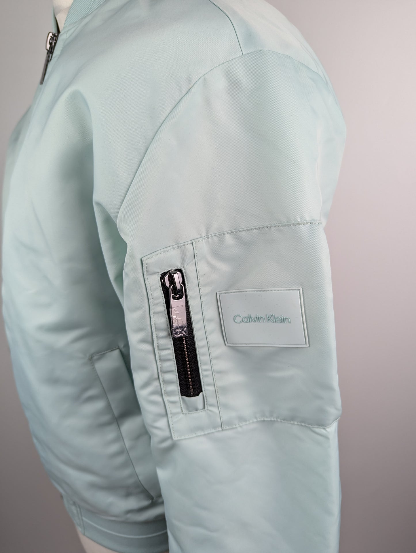 CALVIN KLEIN Mens Sateen Hero Bomber Jacket - Glacier Blue