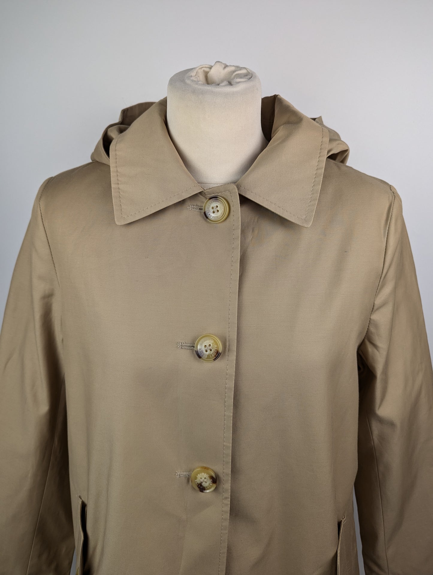 Lauren by Ralph Lauren Womens Hooded Balmacaan Coat - Birch Tan