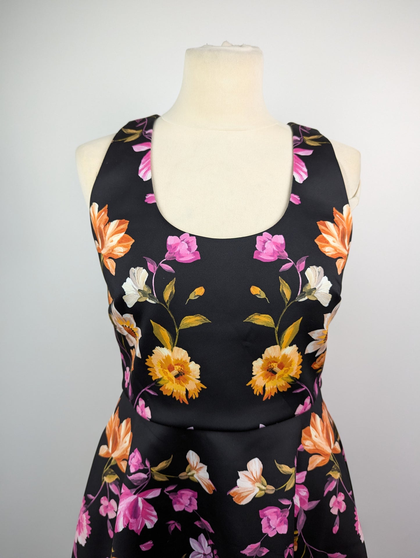 Ted Baker Cut Out Skater Dress - Black / Multi